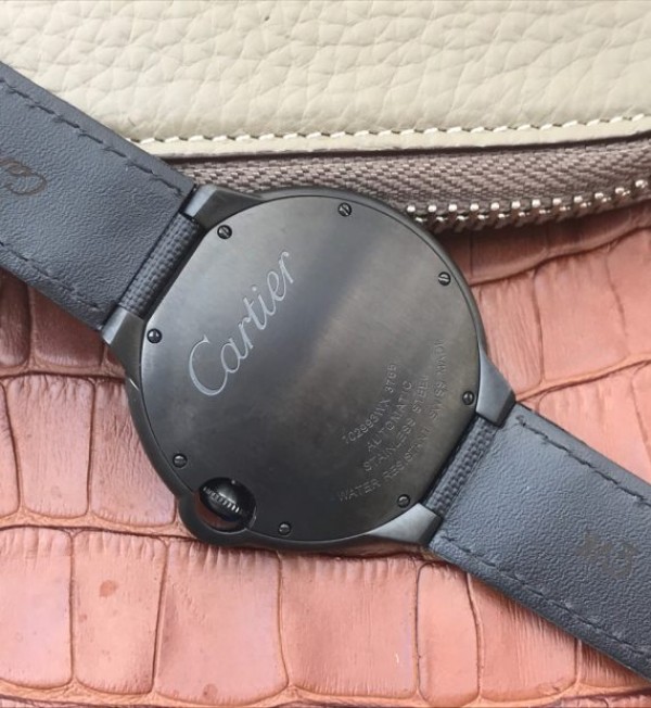 Replica Cartier JF Ballon Bleu 42mm DLC All Black Black Textured Dial Leather Strap A1847 - Top club