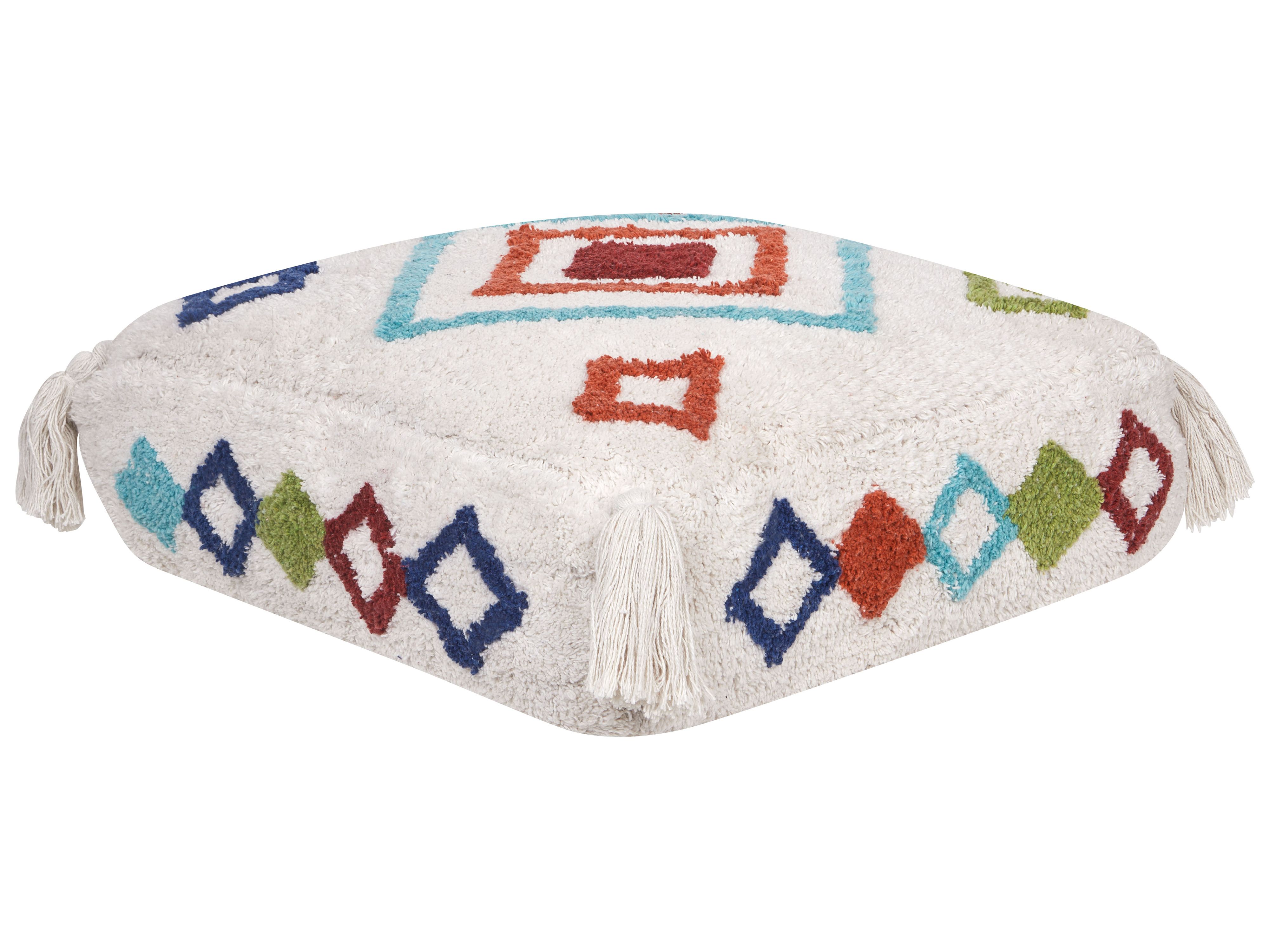 Pouffe Embroidery SEERANI Cotton White