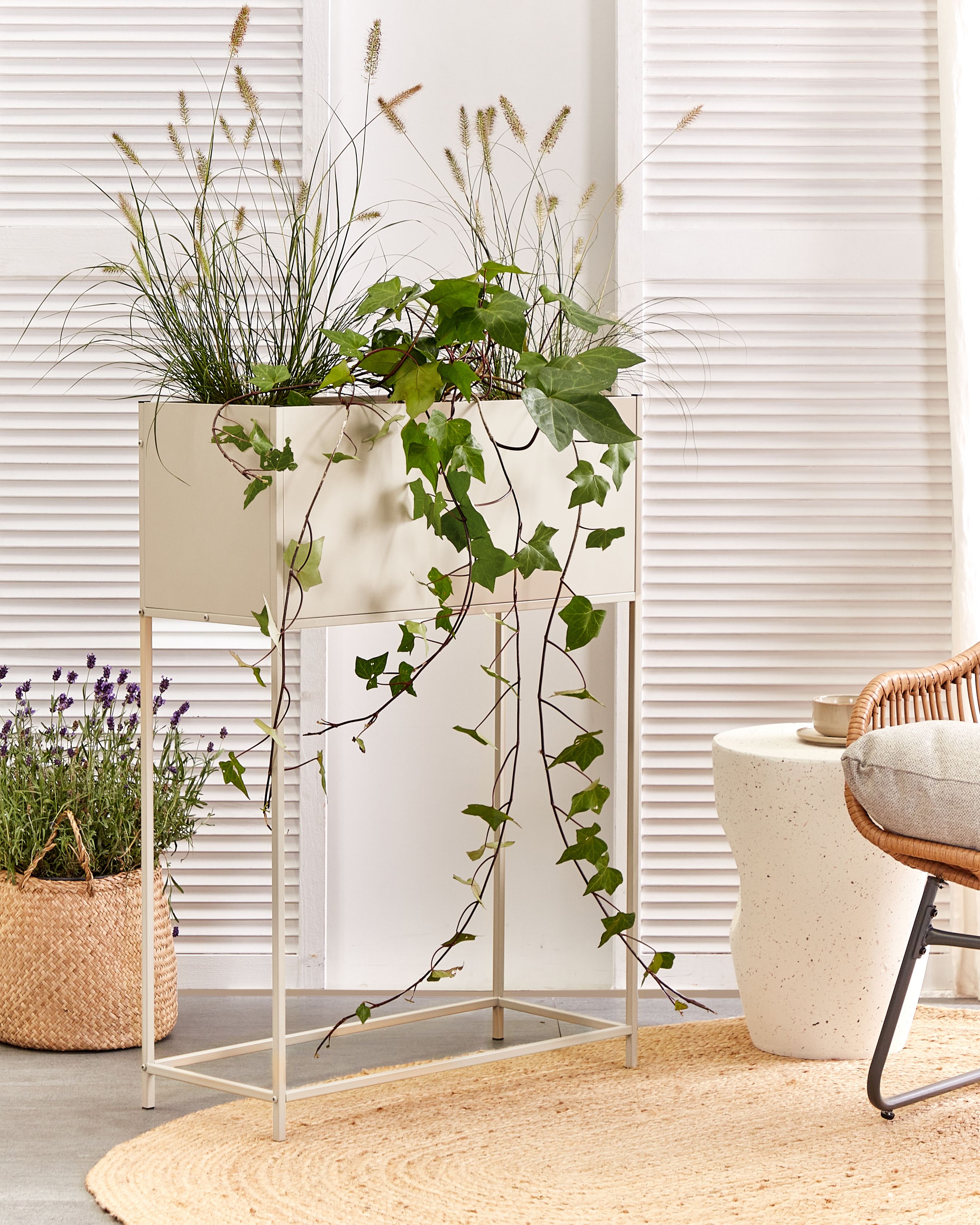 Elevated Plant Pot TAPIEN Metal 70 cm Beige