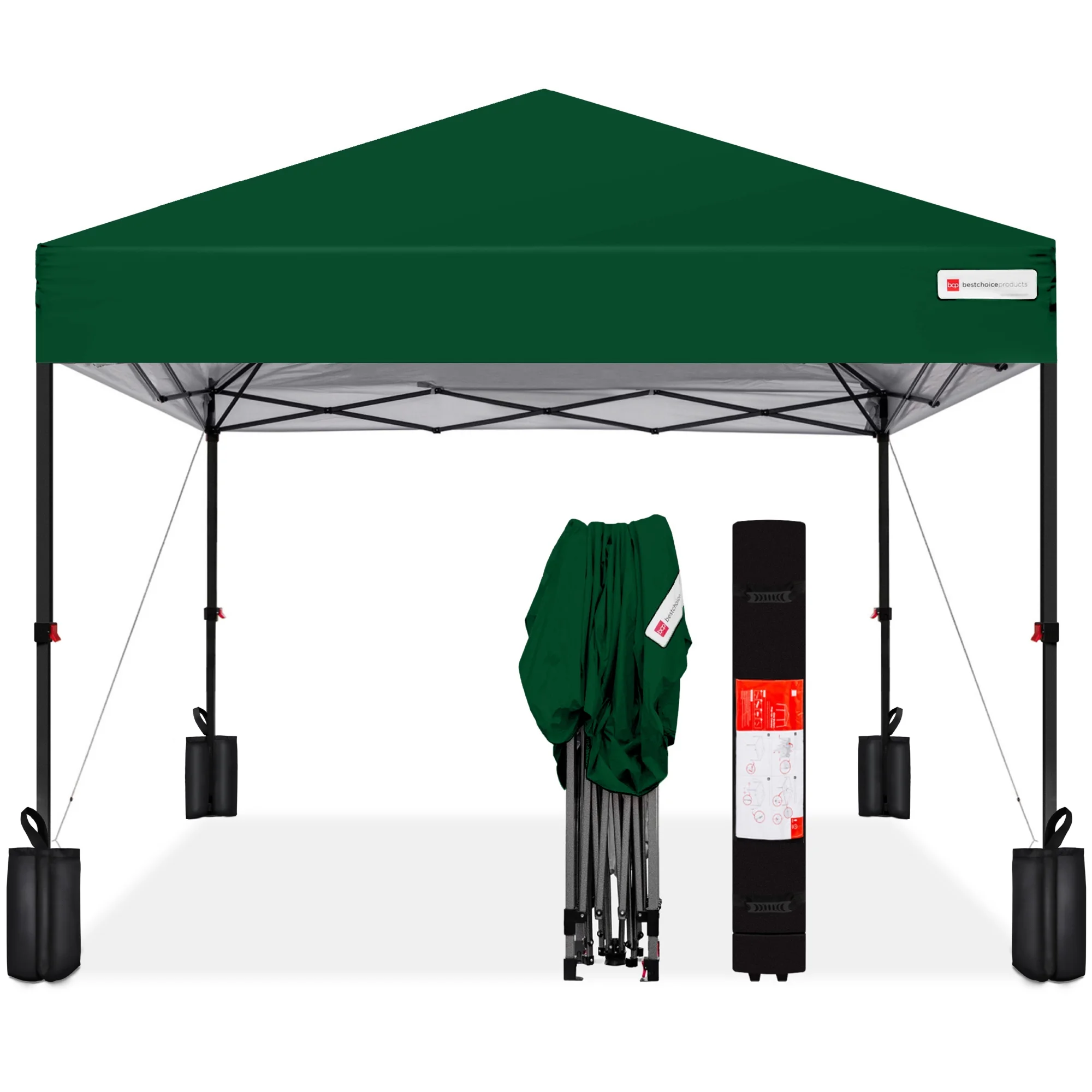 Best Choice Products 10x10ft Easy Setup Pop Up Canopy w/ 1-Button Setup, Wheeled Case, 4 Weight Bags - White - Image 173