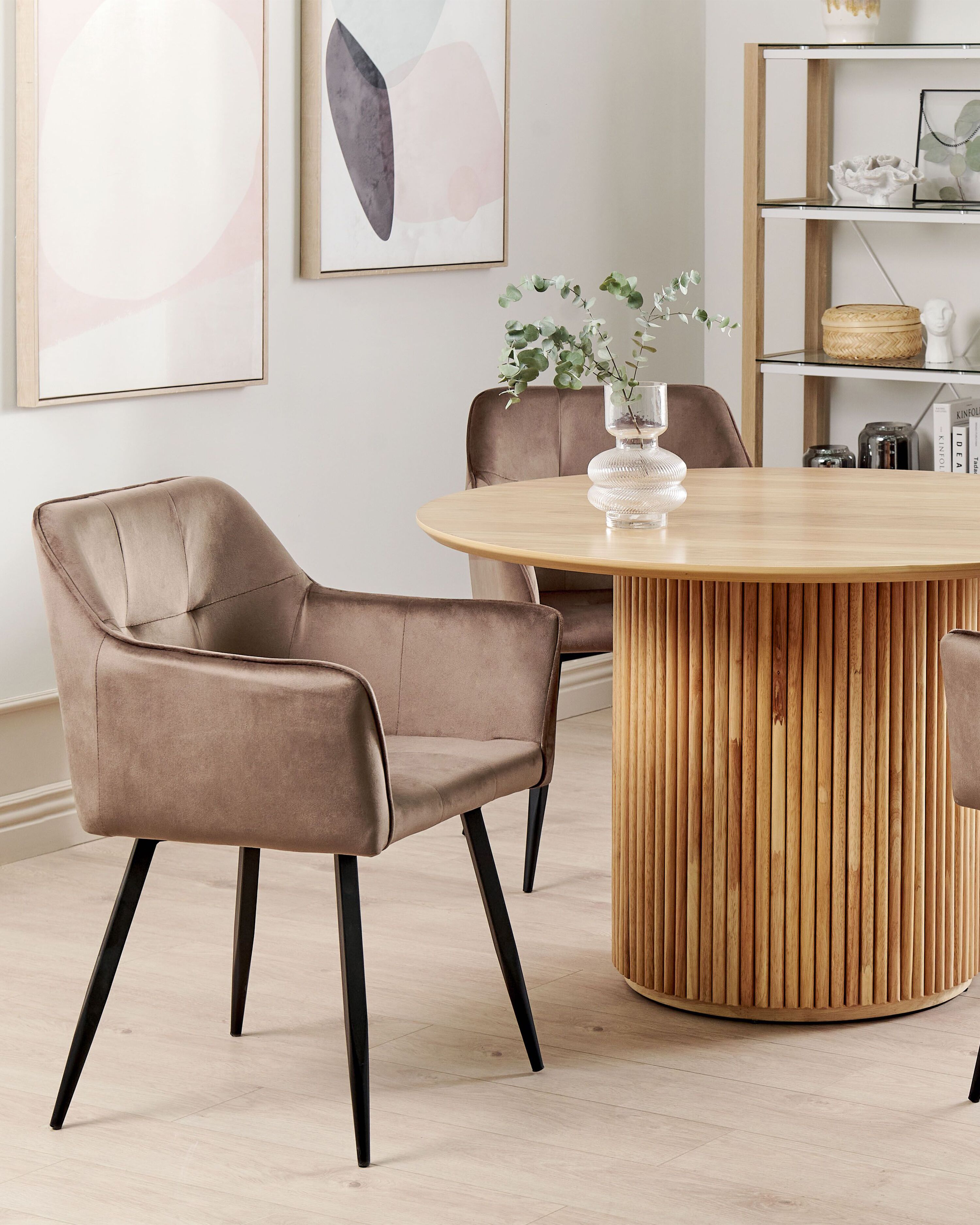 Set of 2 Dining Chairs JASMIN Velvet Brown