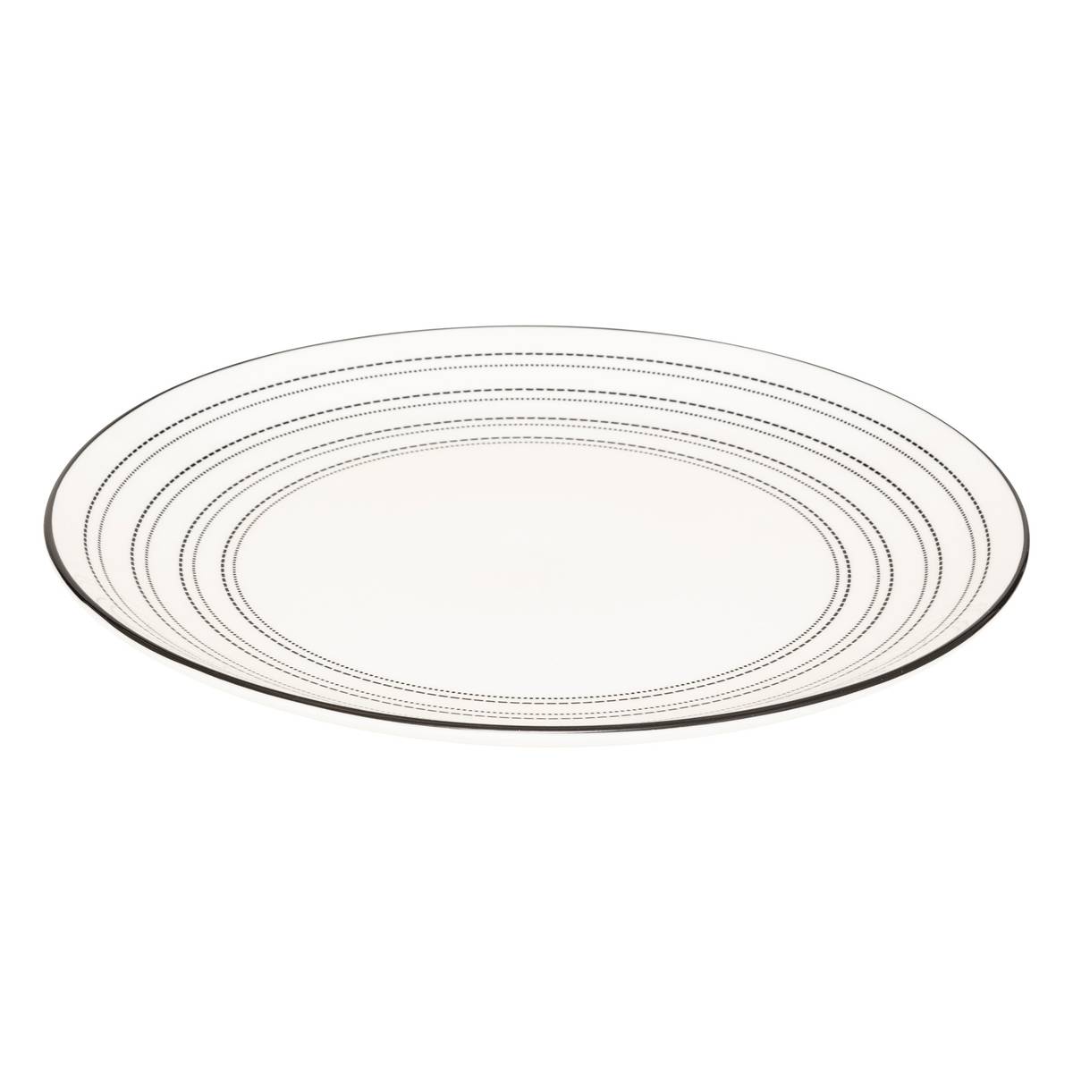 Set of 6 flat plates Porcelain, D.26.5 cm, White