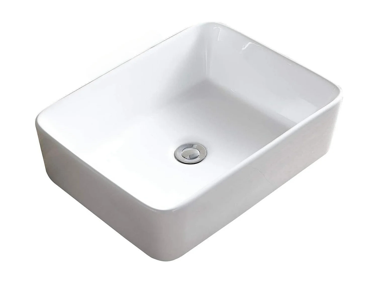 Lavabo Rectangulaire Moderne en Céramique, Évier de Salle de Bain, Bac à Laver Blanc, 400x300x135mm
