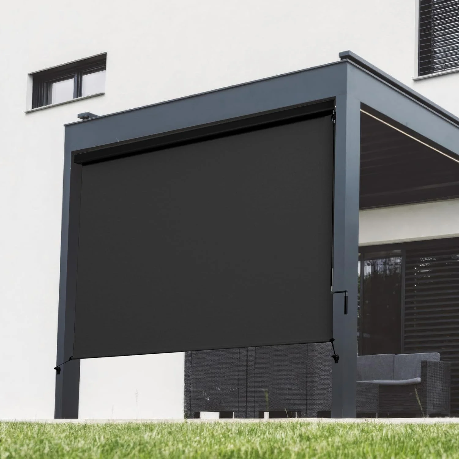 Superjoe Outdoor Roller Shade for Patio, Cordless Blackout Waterproof Blind, UV Block, 4'L x 6'W - Image 3