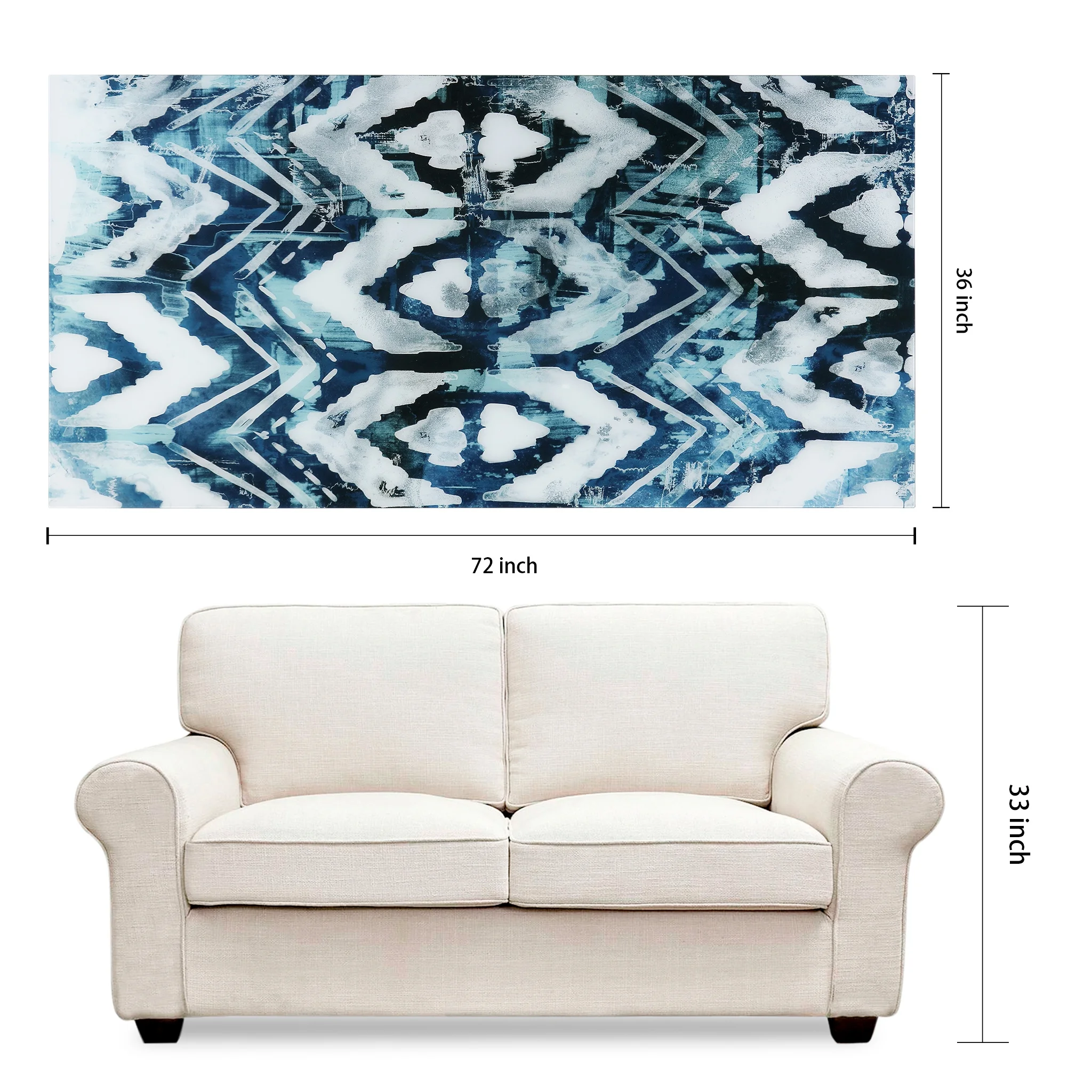 Empire Art Direct Blue Splash Frameless Free Floating Tempered Glass Panel Graphic Wall Art, 72" x 36", Ready to Hang - Image 74