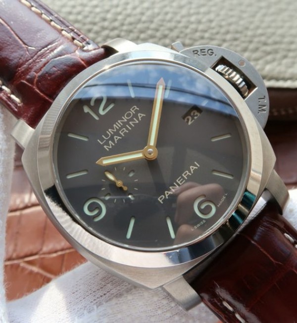 Replica Panerai VSF PAM351 Titanium Brown Leather Strap P.9000 - Top club