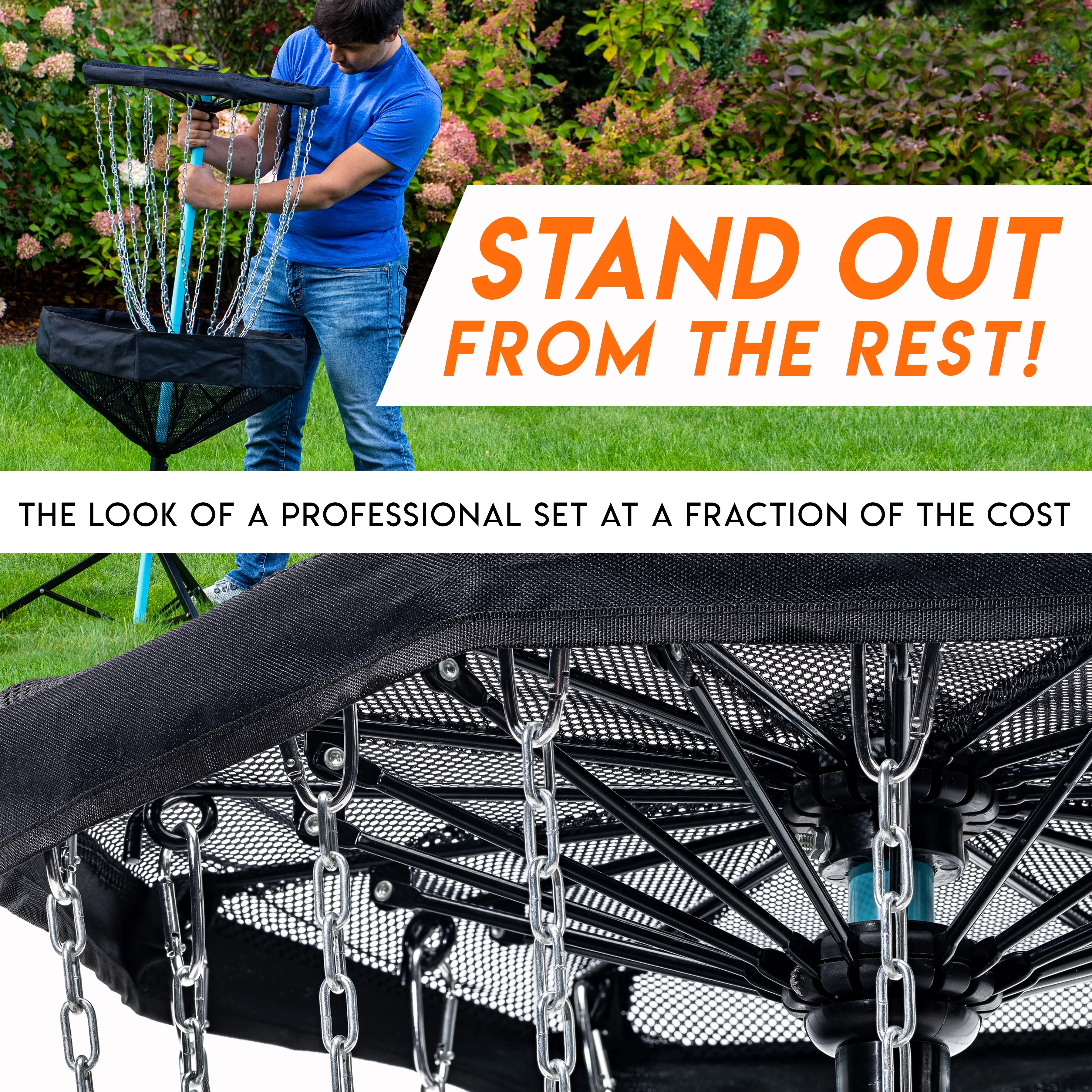 Franklin Sports Disc Golf Basket - PDGA Approved - Elite Portable Disc Golf Target Basket Set with Premium Metal Chains + Canvas Basket - Disc Golf Equipment + Hole Stand - Image 7