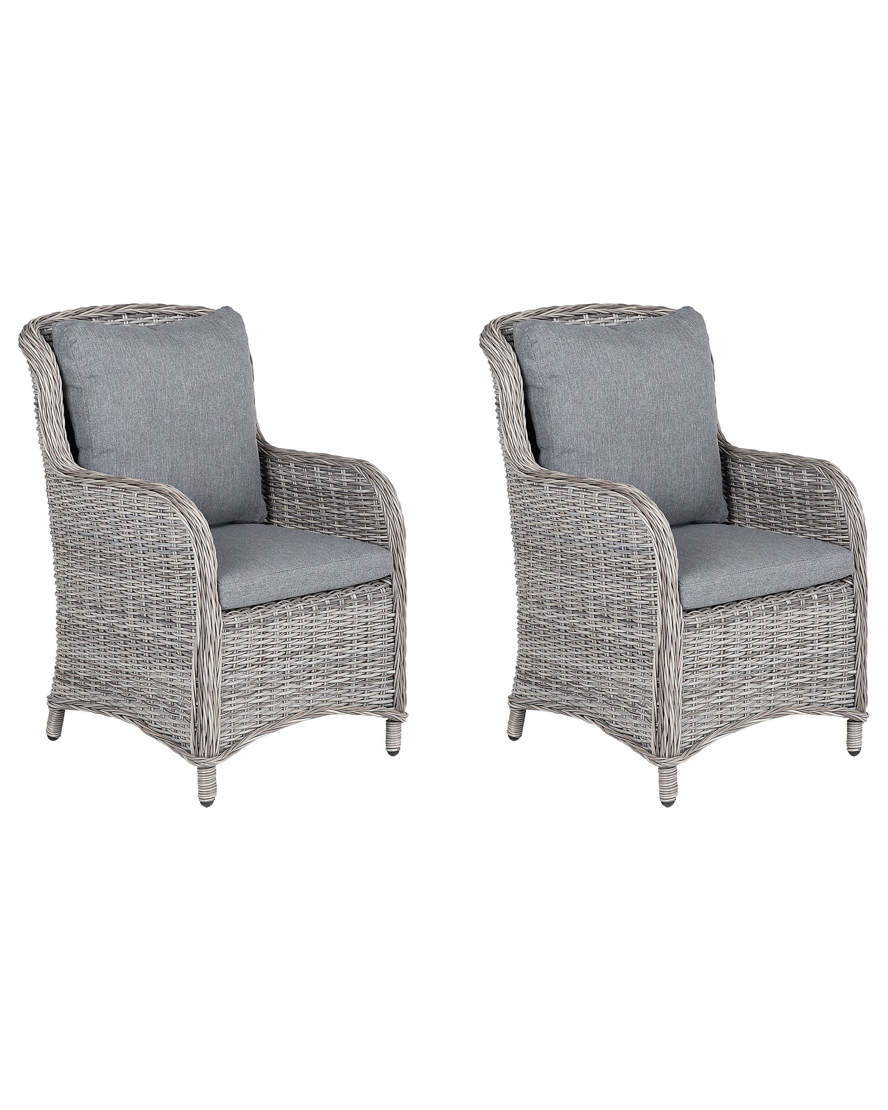Set of 2 Garden Chairs with Cushions CASCAIS PE Rattan Grey