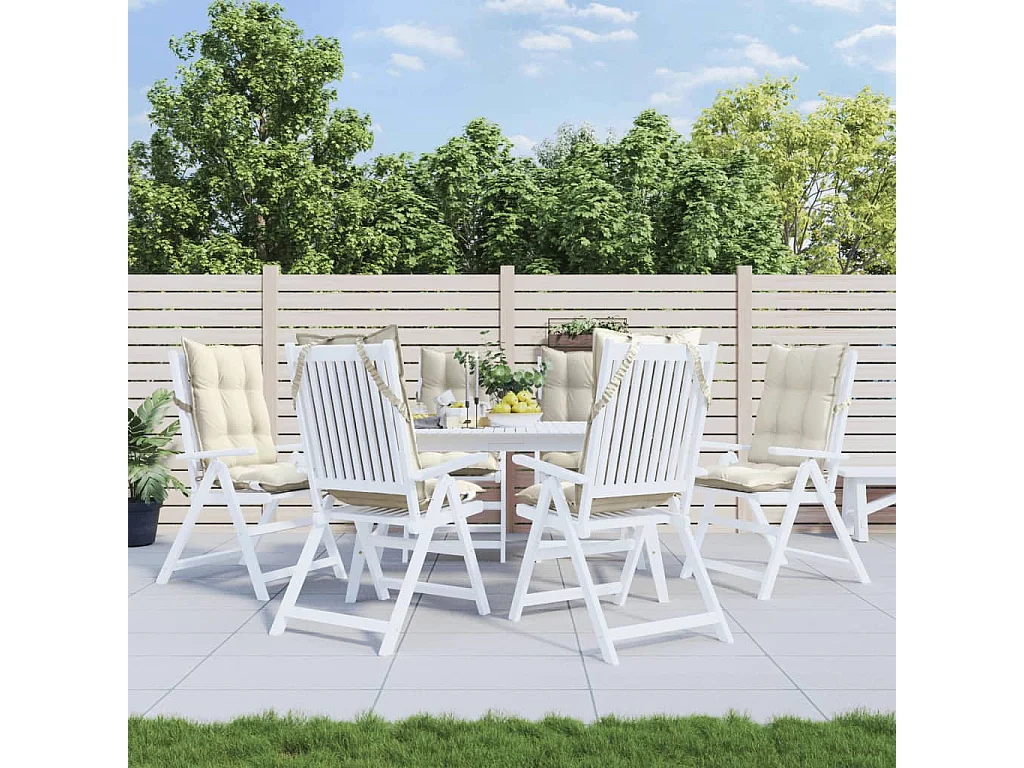 Coussins de chaise à dossier haut lot de 6 crème tissu oxford