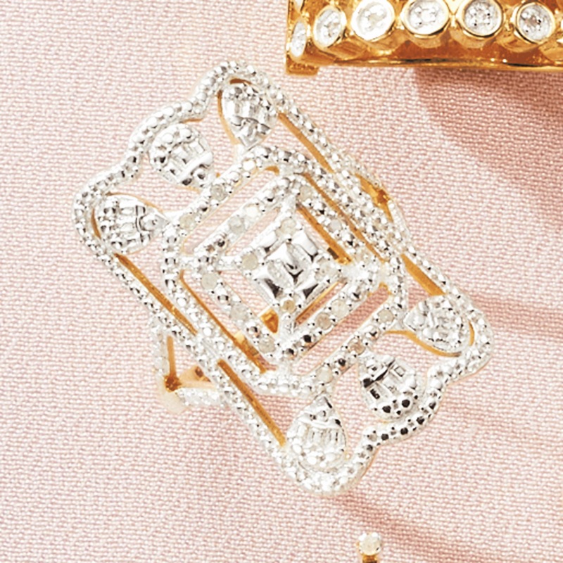 Diamond-Accented Open/Rectangle Vintage-Inspired Ring - MIDNIGHT VELVET CATALOG