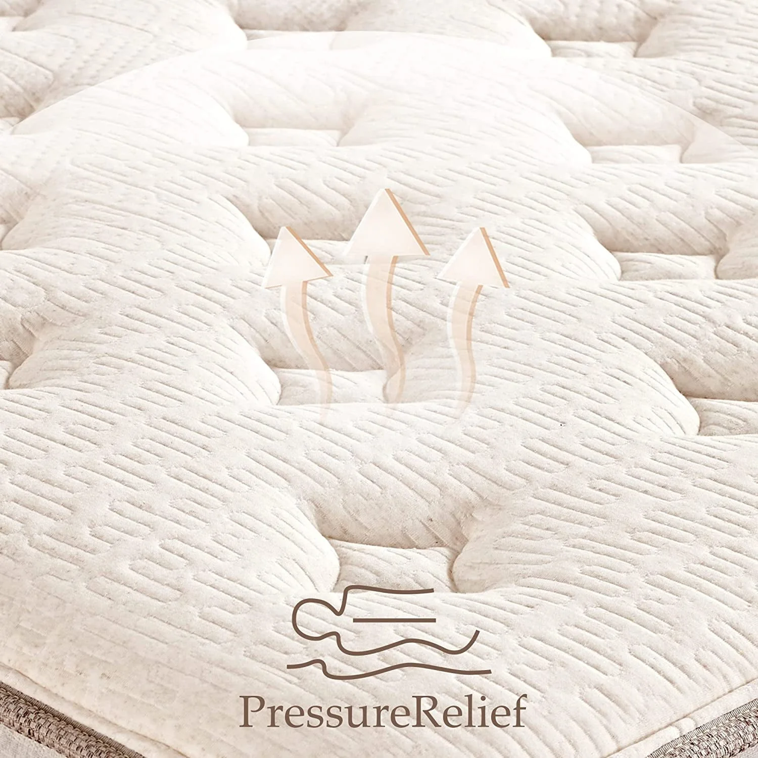 Kescas 12 Inch Memory Foam Hybrid Queen Mattress - Knitted Fabric Cover with Linen - Heavier Coils for Durable Support - Pocket Innersprings for Motion Isolation - Pressure Relieving - Medium Firm