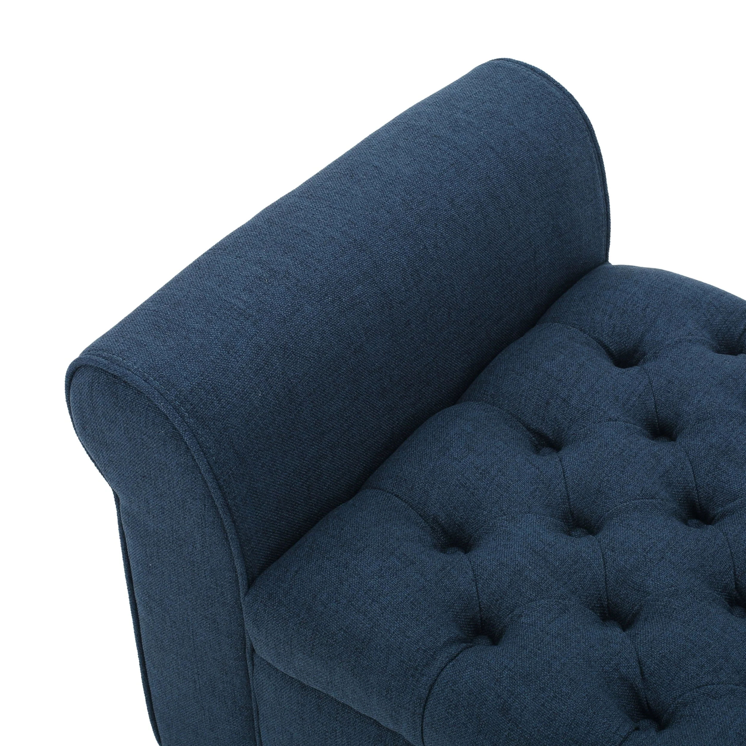 Noble House Amanda Dark Blue Fabric Armed Storage Bench - Image 5