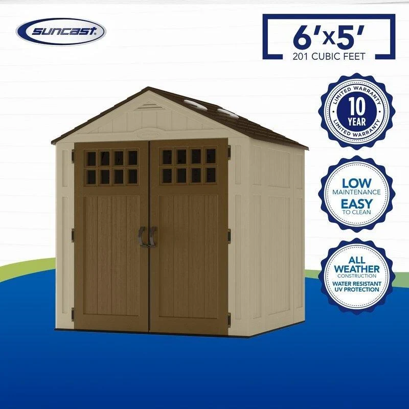 Suncast Resin Storage Shed 6 ft. 3 in. W x 5 ft. 6 in. D - BMS6510D - Image 3 Suncast Resin Storage Shed 6 ft. 3 in. W x 5 ft. 6 in. D - BMS6510D - Image 3