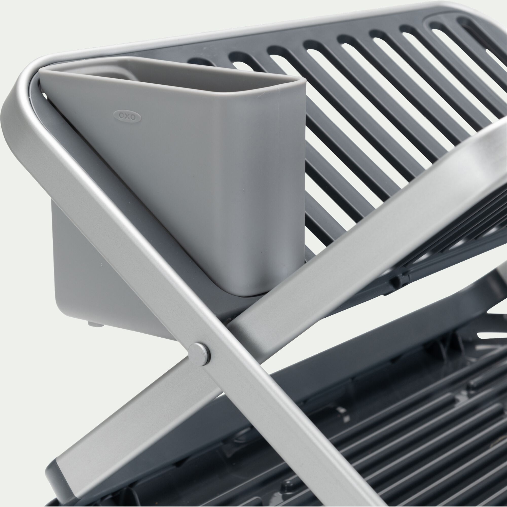 OXO - Égouttoir à vaisselle en plastique et aluminium - gris