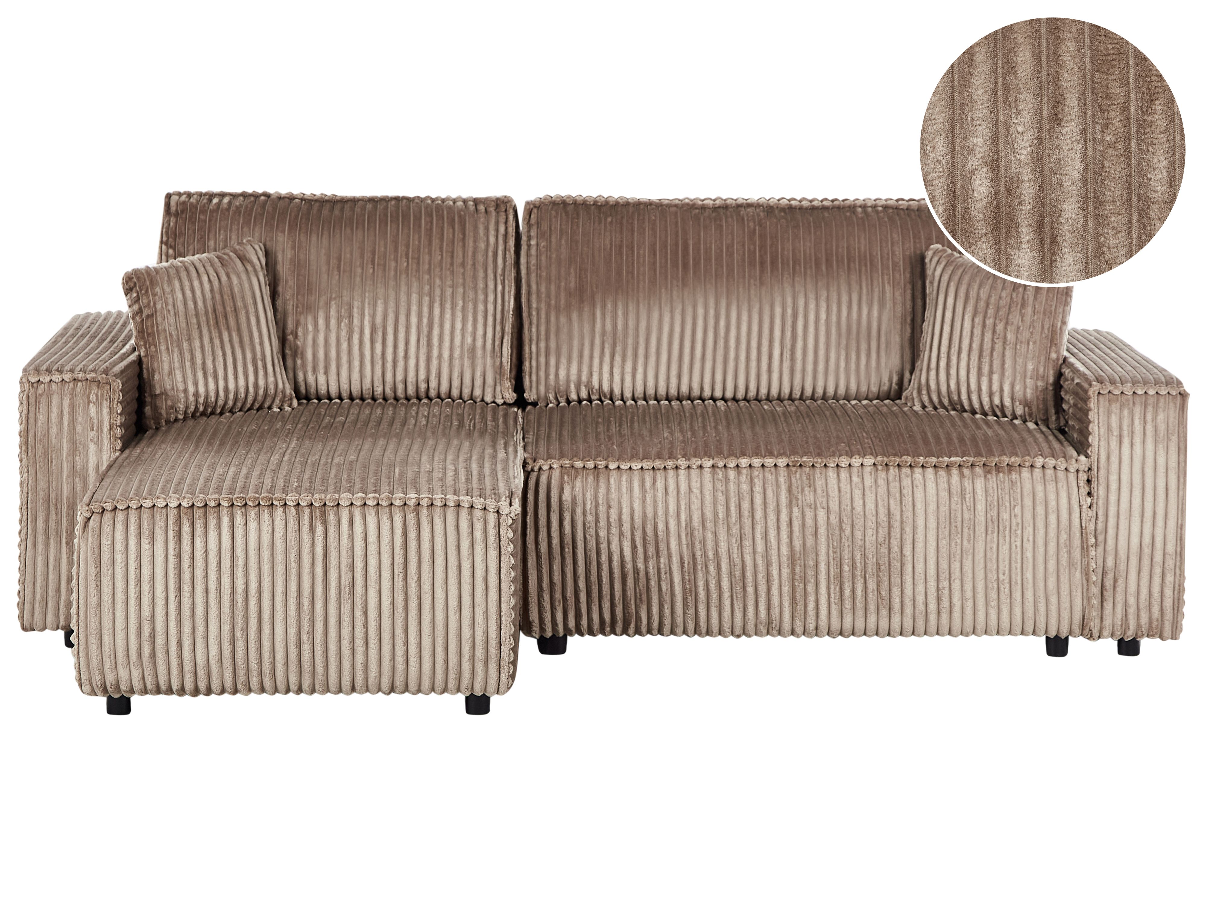 Corner Sofa Bed 3 Seater ABACKA Corduroy Light Brown with Storage Right Hand