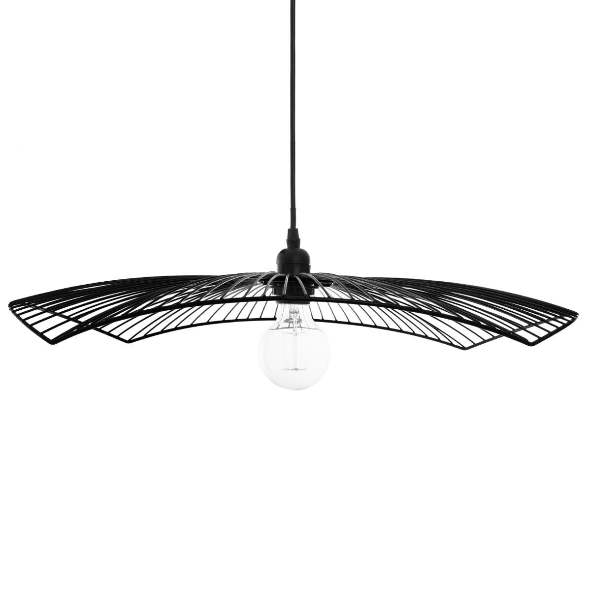 Wire suspension lamp "Cuzco" Black metal, D.58 cm
