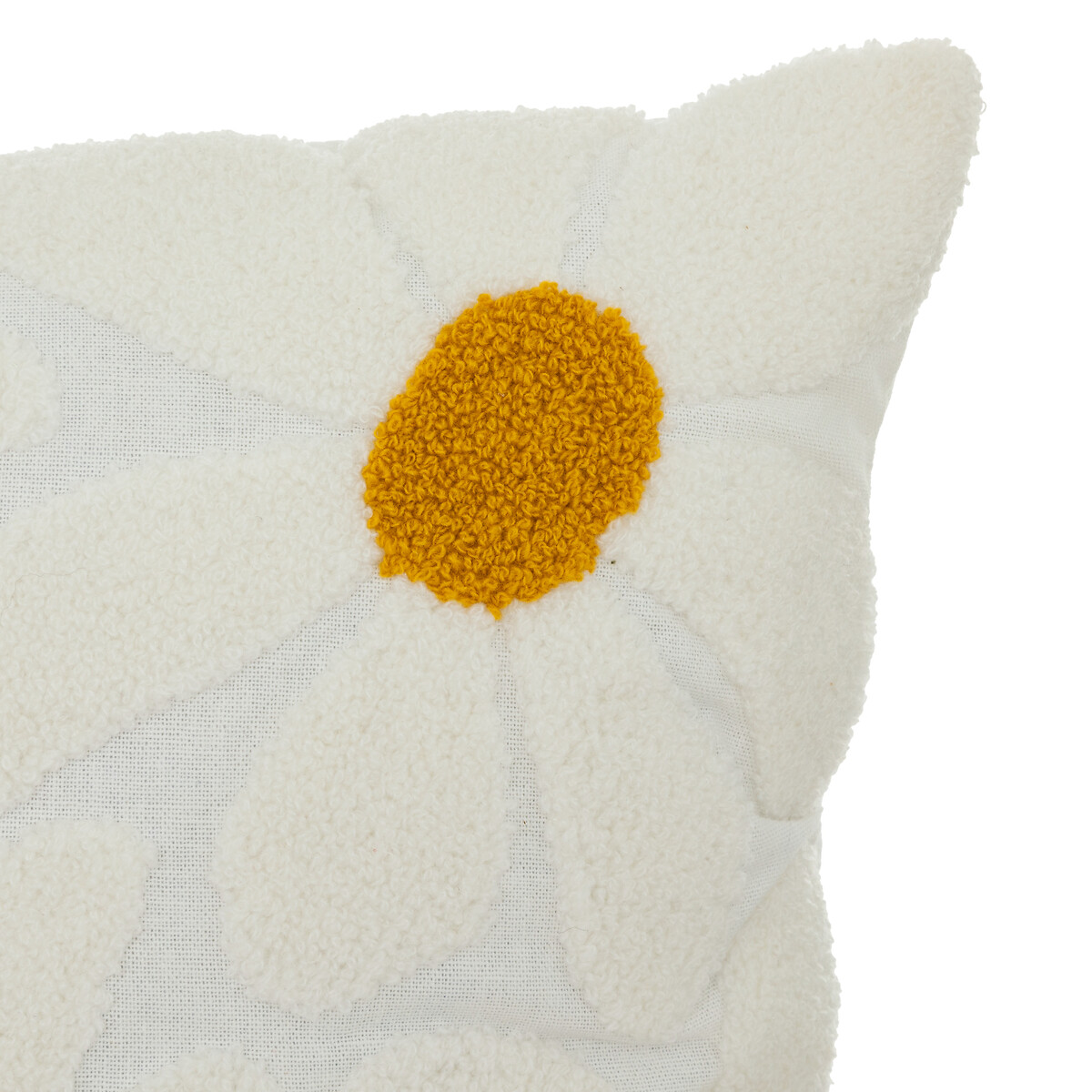 "Daisy" embroidered cushion White, Yellow, 40x40 cm
