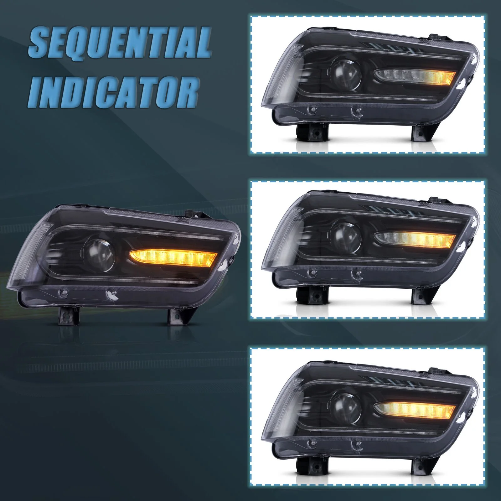 VLAND for Dodge Charger 2011 2012 2013 2014 Dual Beam Projector Headlights Replacement Assembly - Image 27