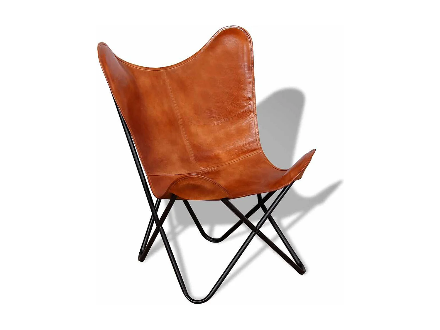 Chaise papillon Marron Cuir véritable 74x66x90 cm SHL4584