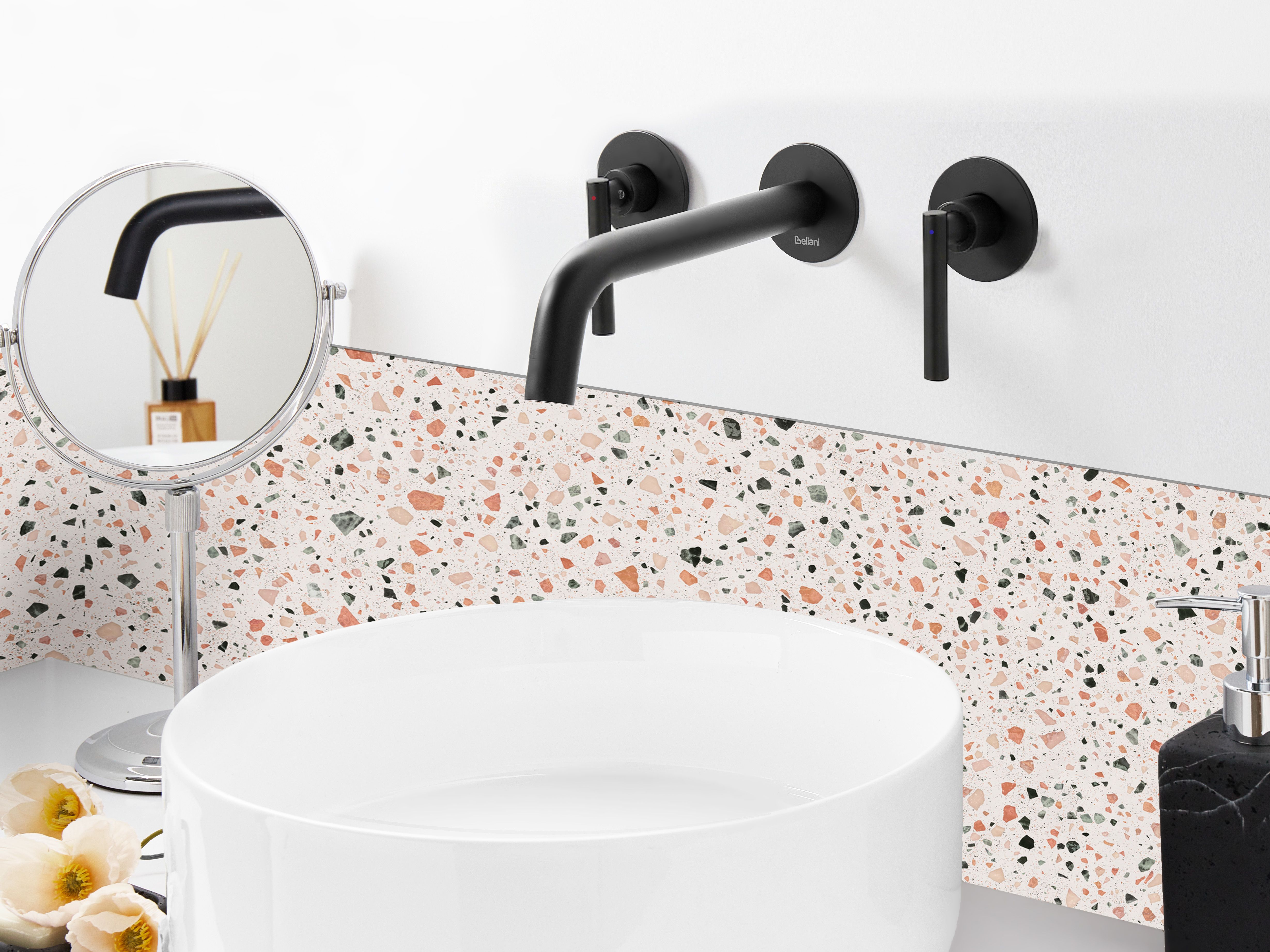 Wall Mounted Basin Mixer Tap ISHINCA Brass Black