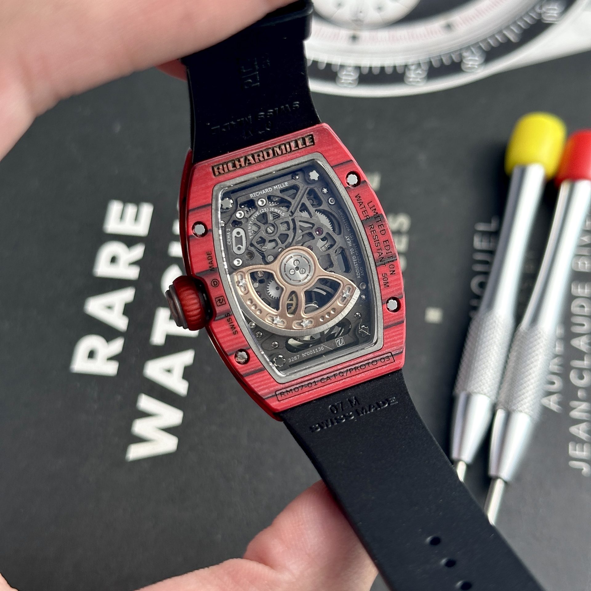 Richard Mille Replica Watches RM07-01 Red Carbon Rubber Strap 32x46mm - Top club