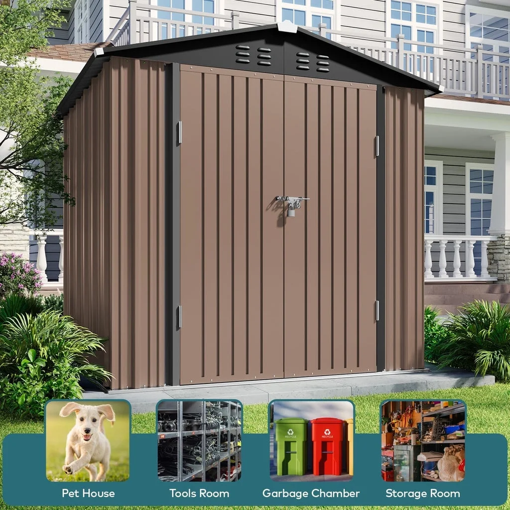 6' x 4' Outdoor Storage Shed on Sale, Aiho Shed & Outdoor Storage Clearance, Metal Storage Shed for Outside, Backyard, Garden & Patio - Dark Gray - Image 22