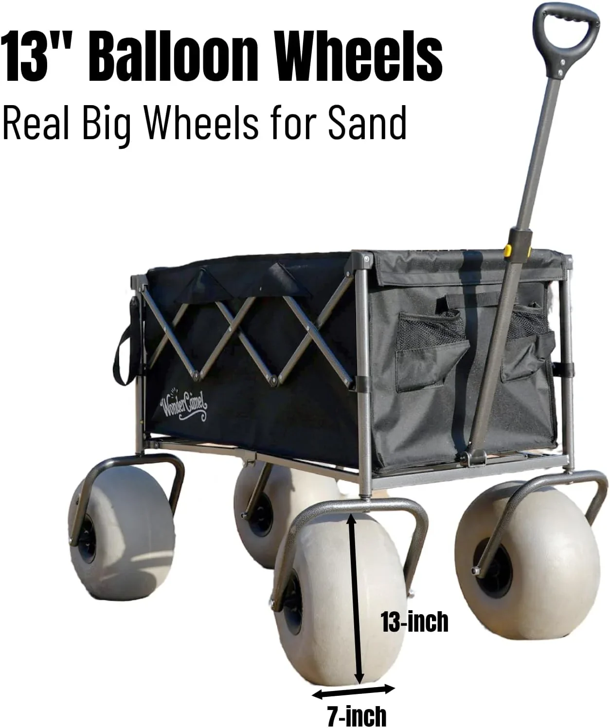 WONDERCAMEL Collapsible All-Terrain Beach Wagon With 13in Balloon Wheels, 185L, 46in D x 28.98in W x 46in H - Image 4 WONDERCAMEL Collapsible All-Terrain Beach Wagon With 13in Balloon Wheels, 185L, 46in D x 28.98in W x 46in H - Image 4