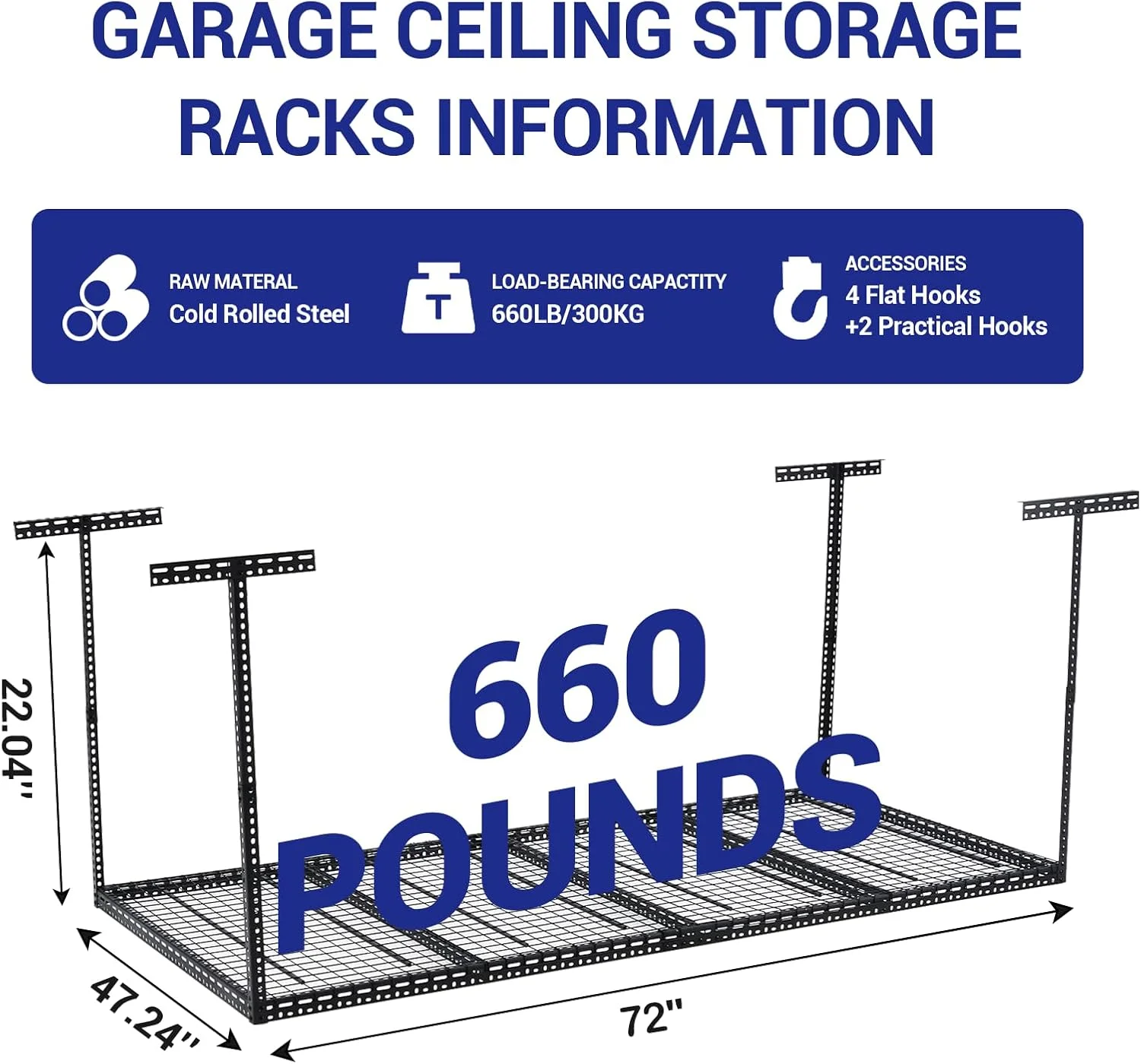 Huloretions 4x6 FT Overhead Garage Storage Rack, 22