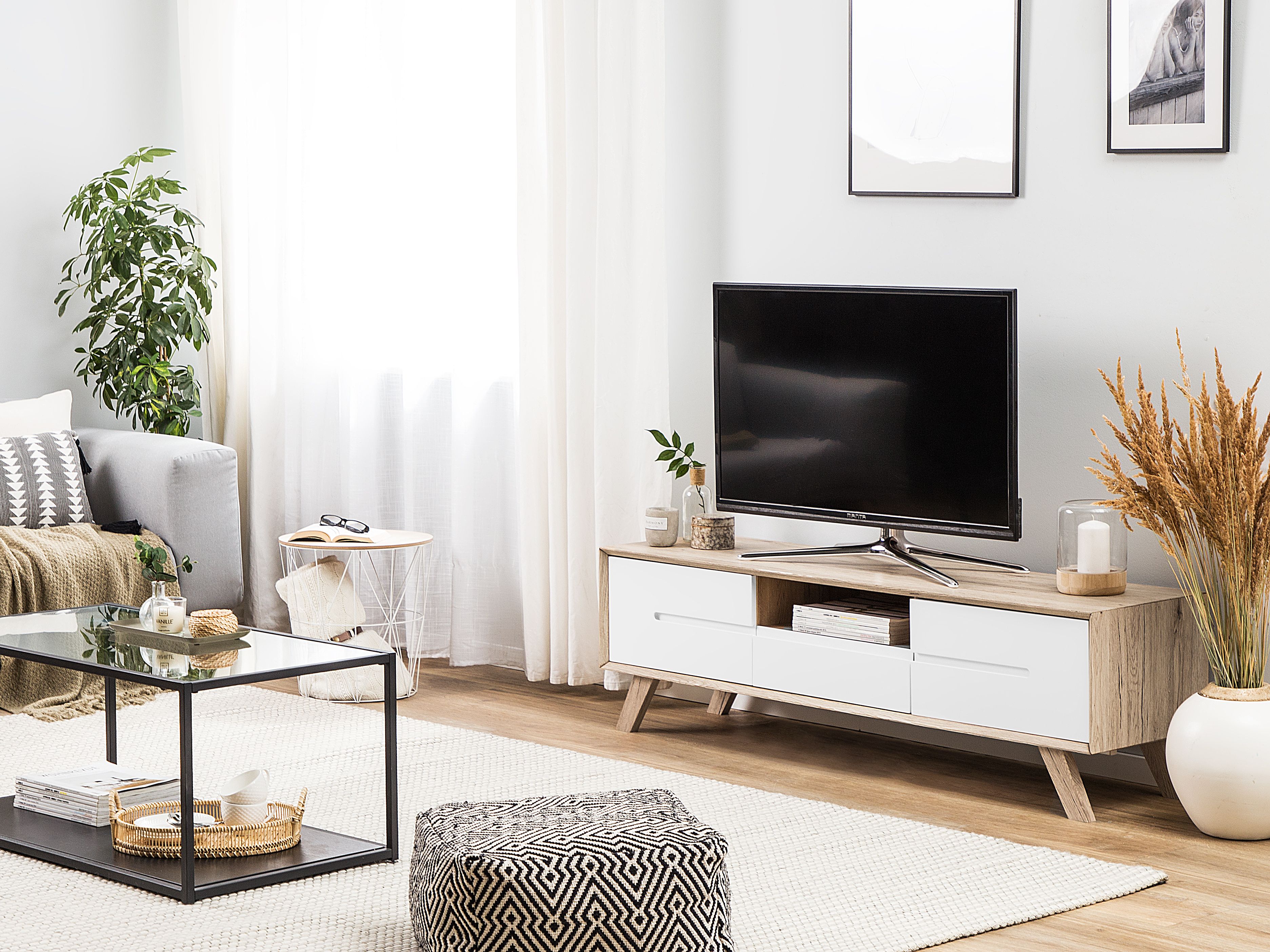 TV Stand FORESTER Brown/ White