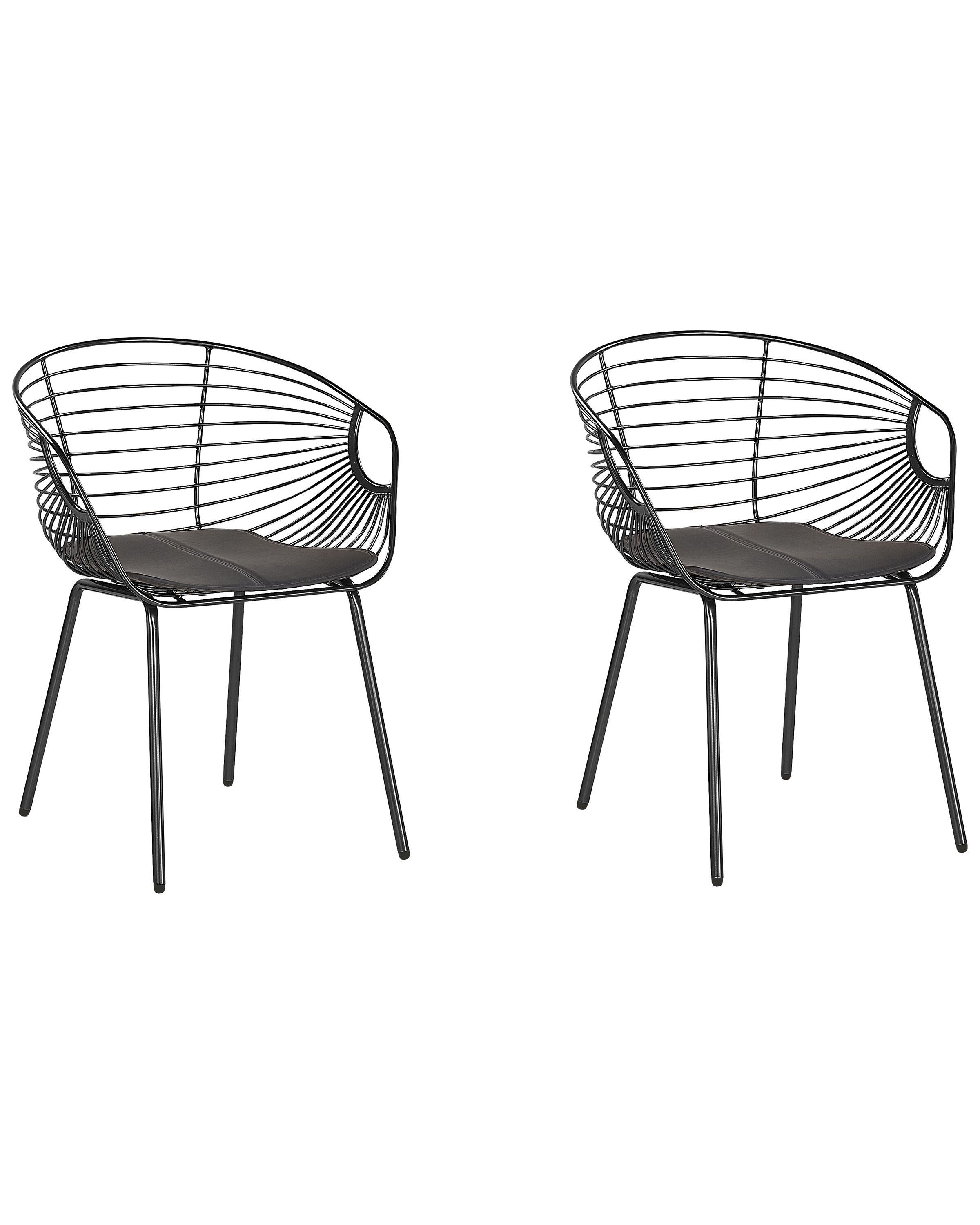 Set of 2 Dining Chairs HOBACK Metal Black