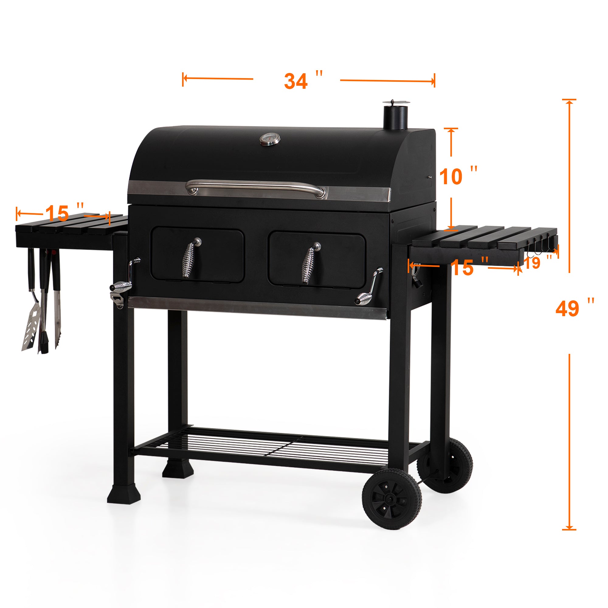 & William 34-inch BBQ Charcoal Grill Outdoor Portable Barbecue Grill - Image 8