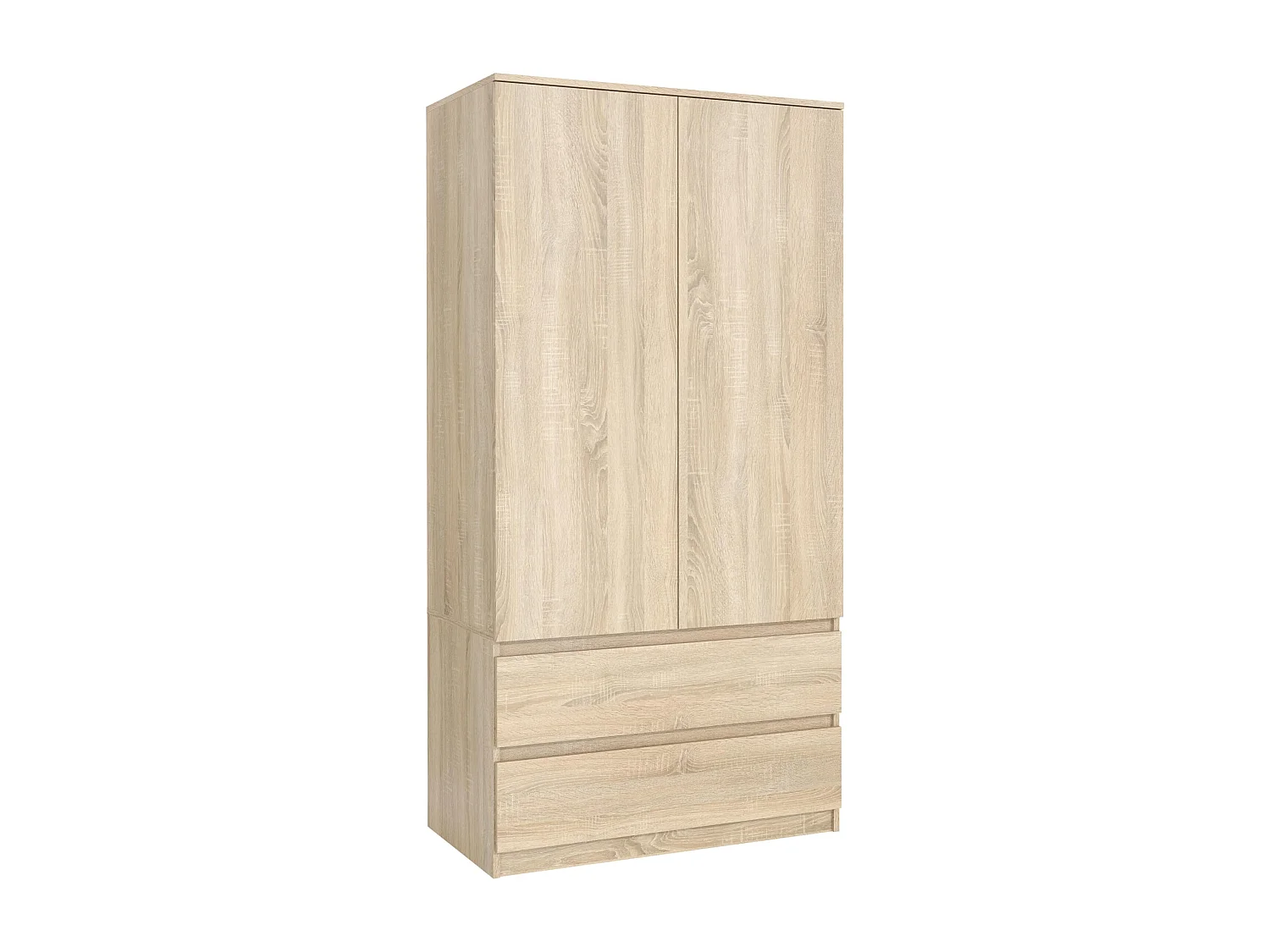 Armoire de Chambre Sonoma 180 cm – Dressing avec Penderie et 2 Tiroirs, Meuble de Rangement pour Chambre Adulte, Largeur 90 cm, Placard Moderne  180x90x50 cm