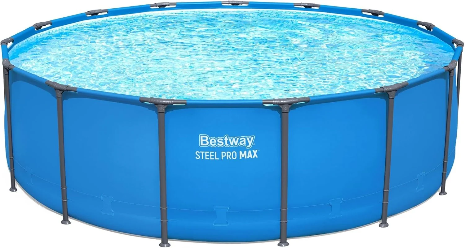 Bestway Steel Pro MAX Round Above Ground Pool, 15 ft x 48 in, Blue - Steel Pro MAX Bestway Steel Pro MAX Round Above Ground Pool, 15 ft x 48 in, Blue - Steel Pro MAX