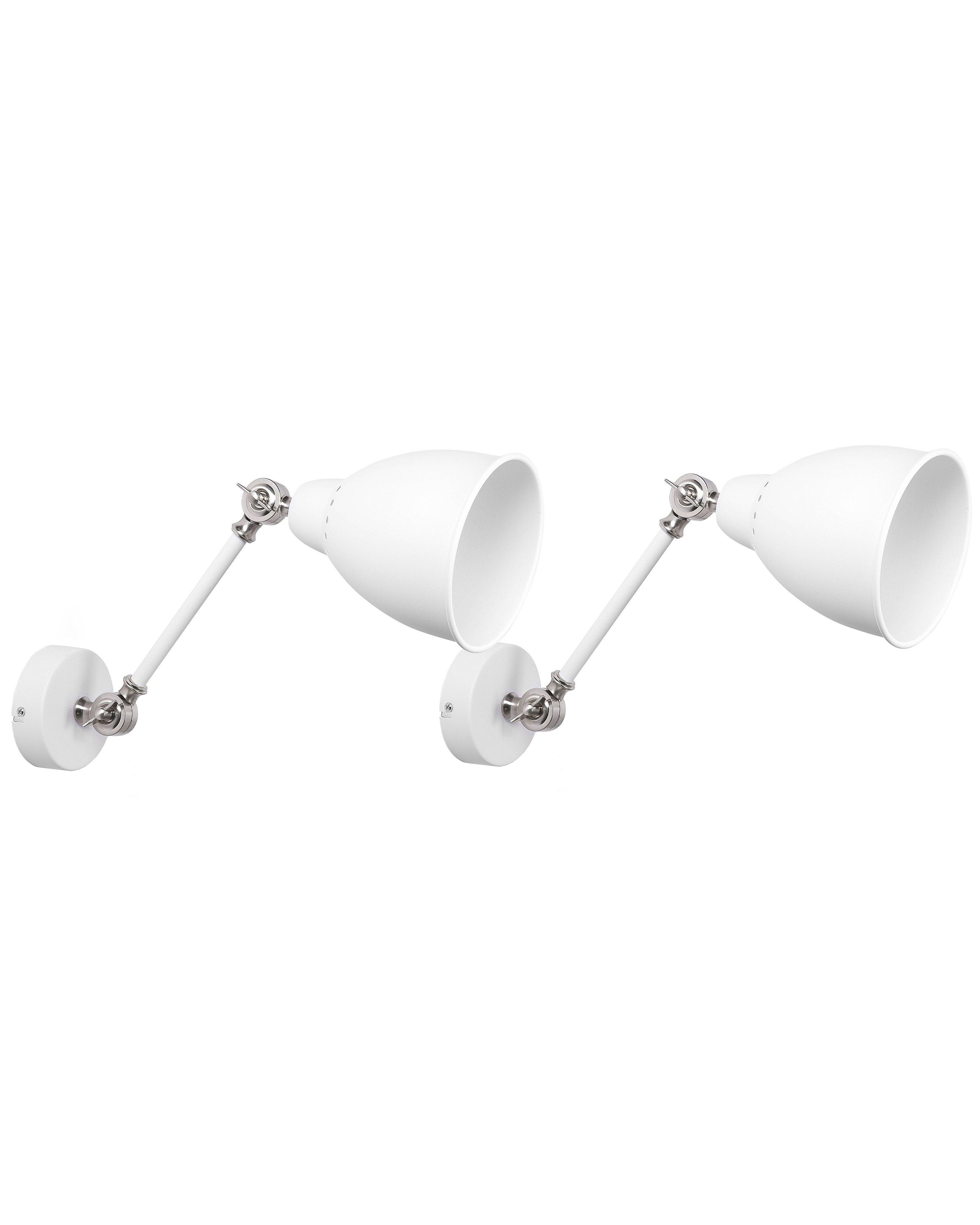 Set of 2 Wall Lamps MISSISSIPPI Adjustable Metal White