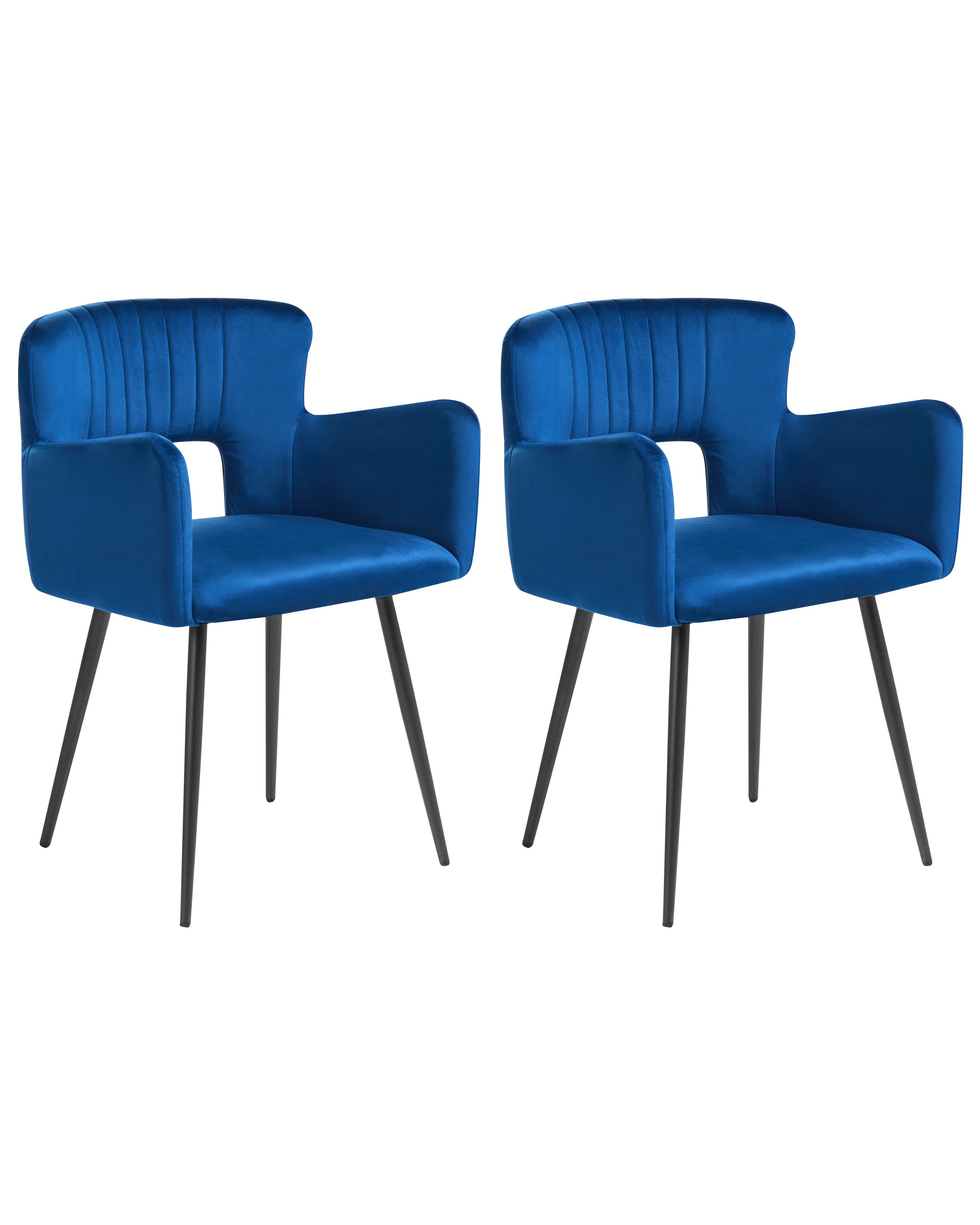Set of 2 Dining Chairs SANILAC Velvet Navy Blue