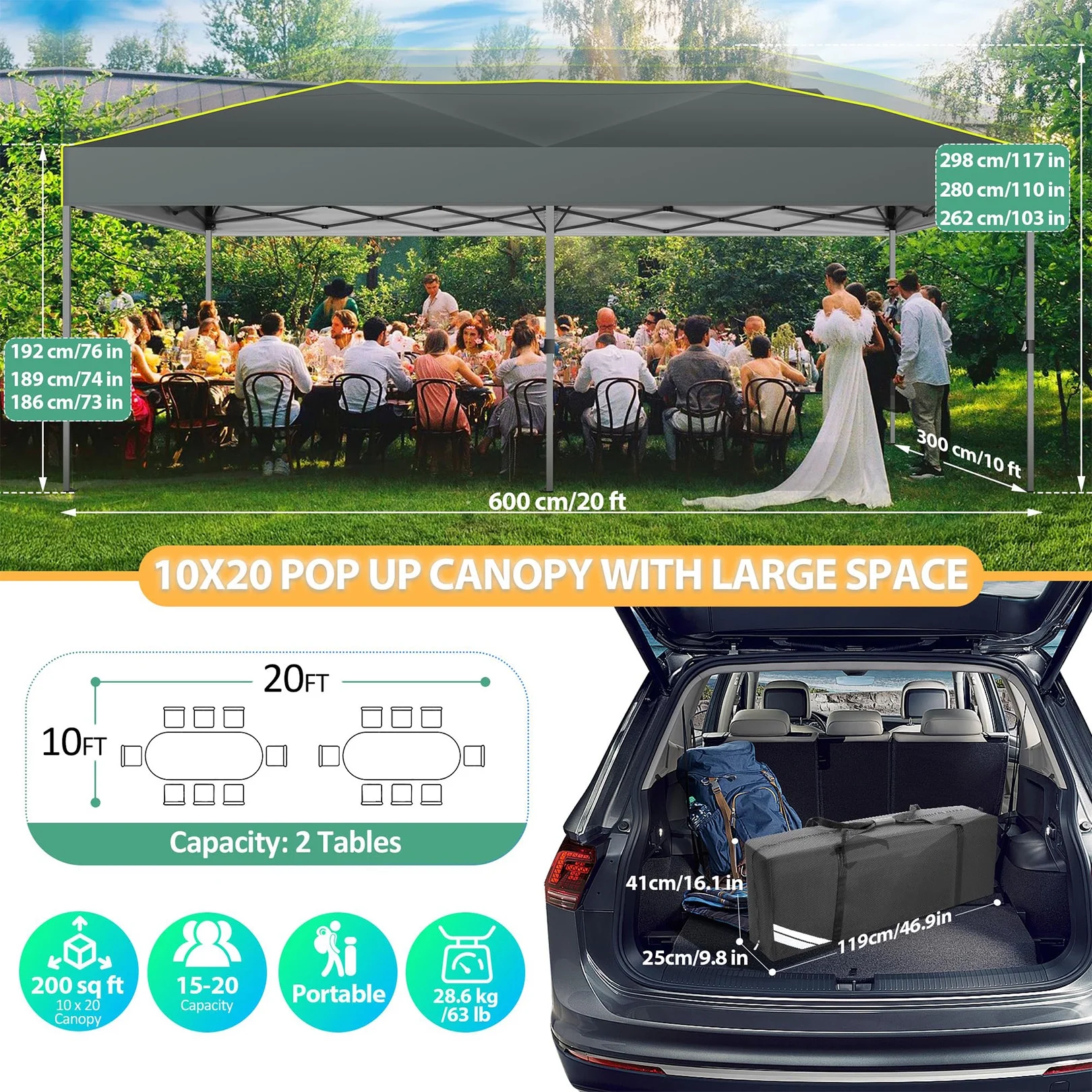 COBIZI 10x10 EZ Pop up Canopy Gazebo with Sidewalls,Pop up Canopy Tent Instant Shelter for Outdoor Party Camping Backyard Beach with Air Vent ,Carry Bag,Stakes,Ropes,Black - Image 14