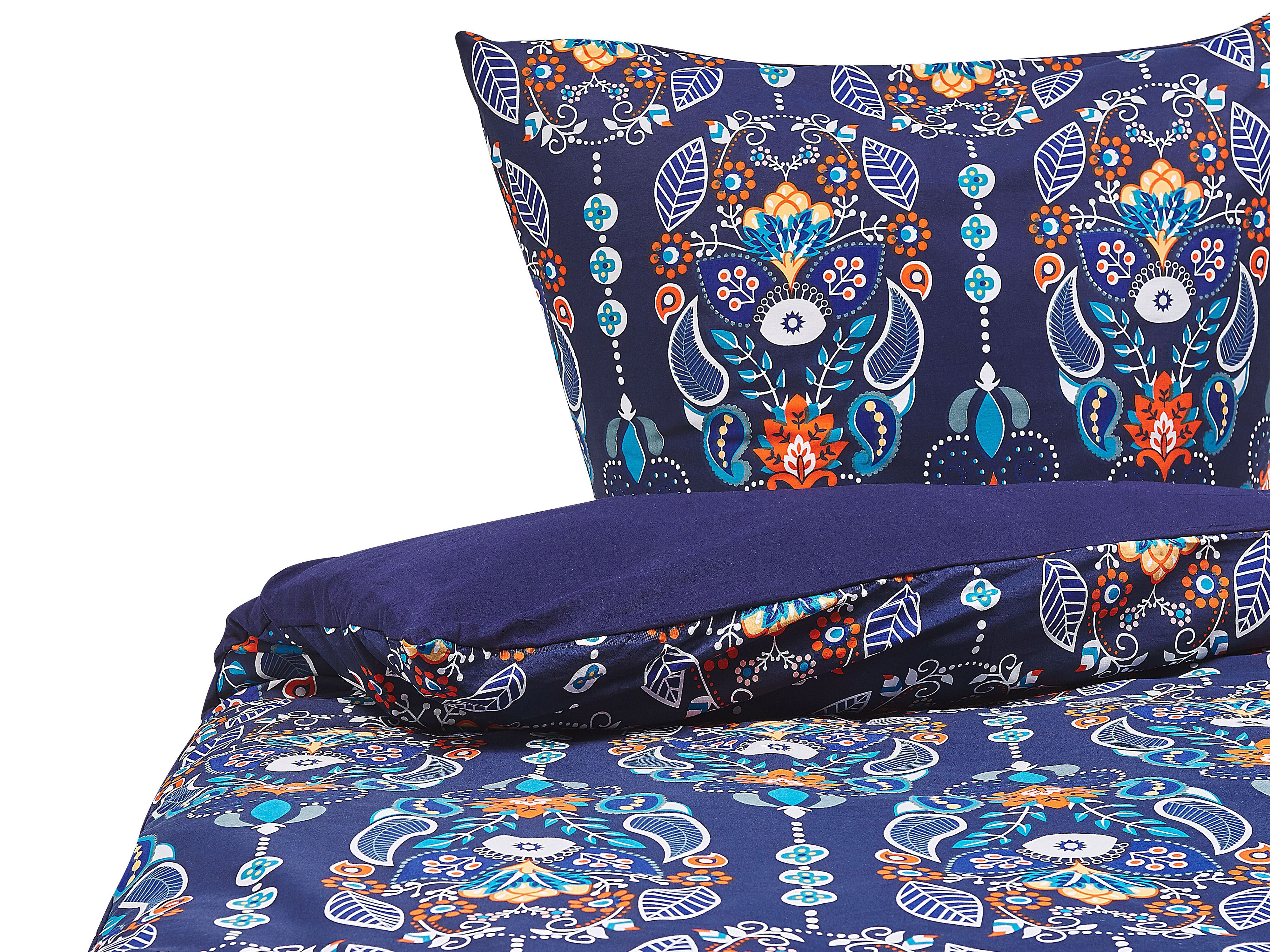 Duvet Cover Set MADRONA Sateen Cotton 135 x 200 cm Dark Blue