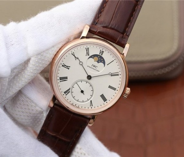 Replica IWC Vintage IW544803 White Dial RG Brown Leather Strap - Elite Watch Atelier