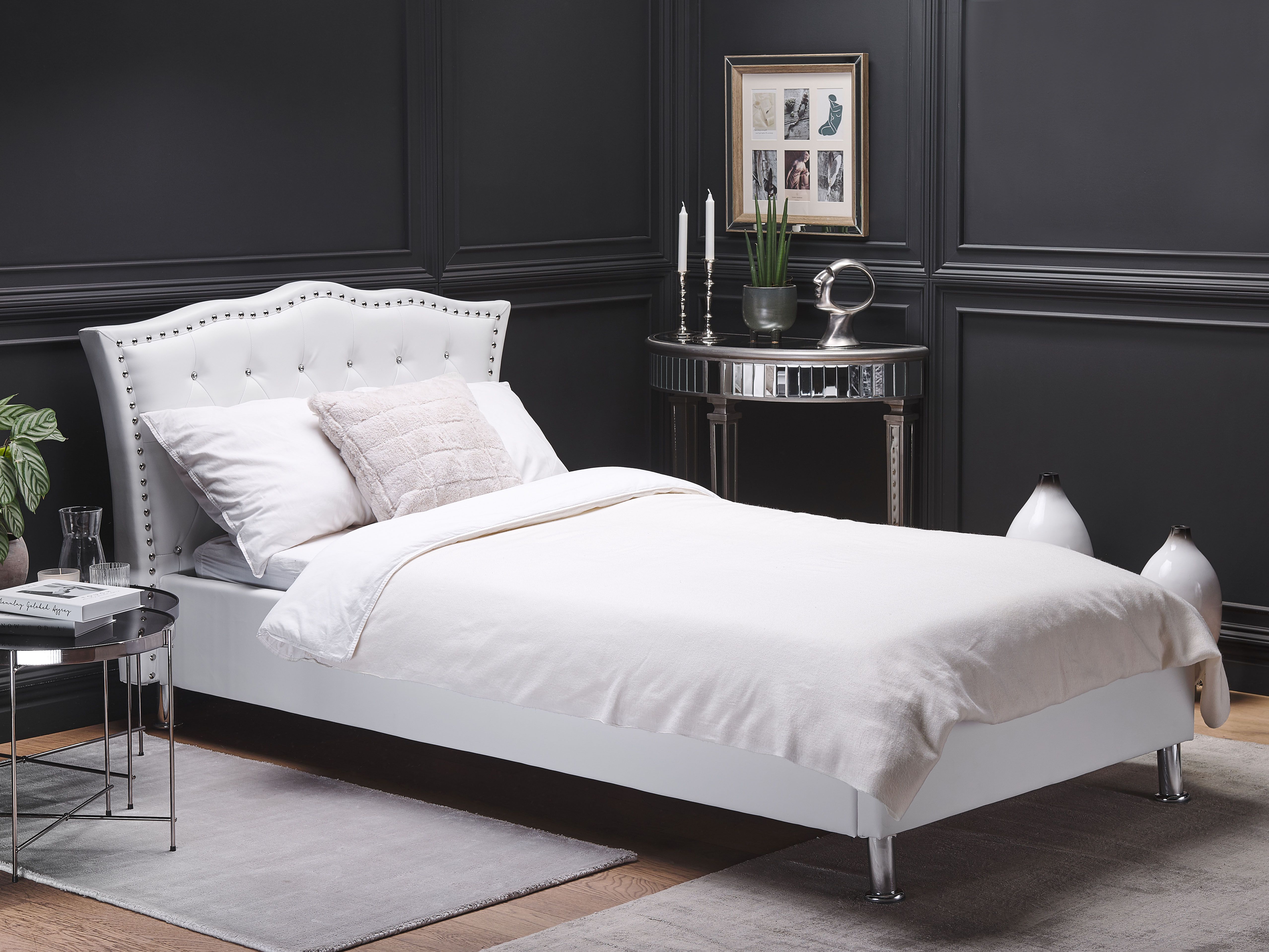 Ottoman Bed Faux Leather METZ 90 x 200 cm (EU Single) White