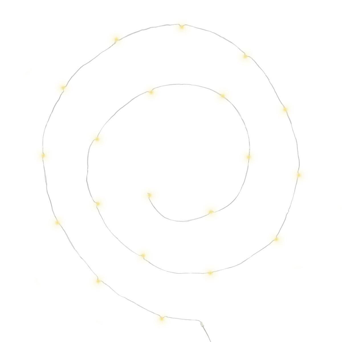 20 micro LED battery powered garlands Silver, warm white, L.190 cm