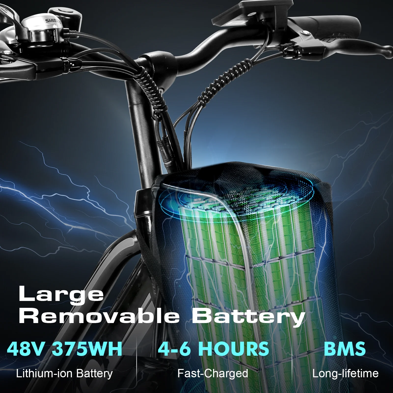 Vivi Electric Bike 26" City Commuter Electric Bike 48V 500W Step - Through Electric Bike 19.8MPH Electric Cruiser