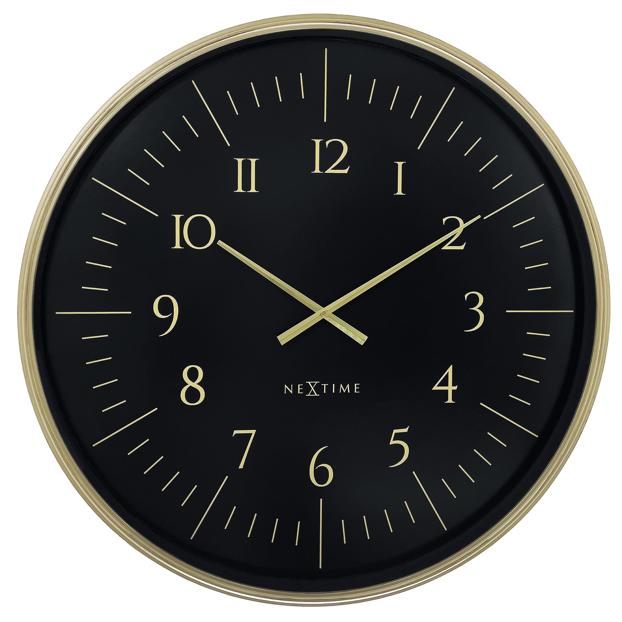 NeXtime - Wandklok 77 cm-Goud Zwart-Plastic-NeXtime 'Galaxy Large'