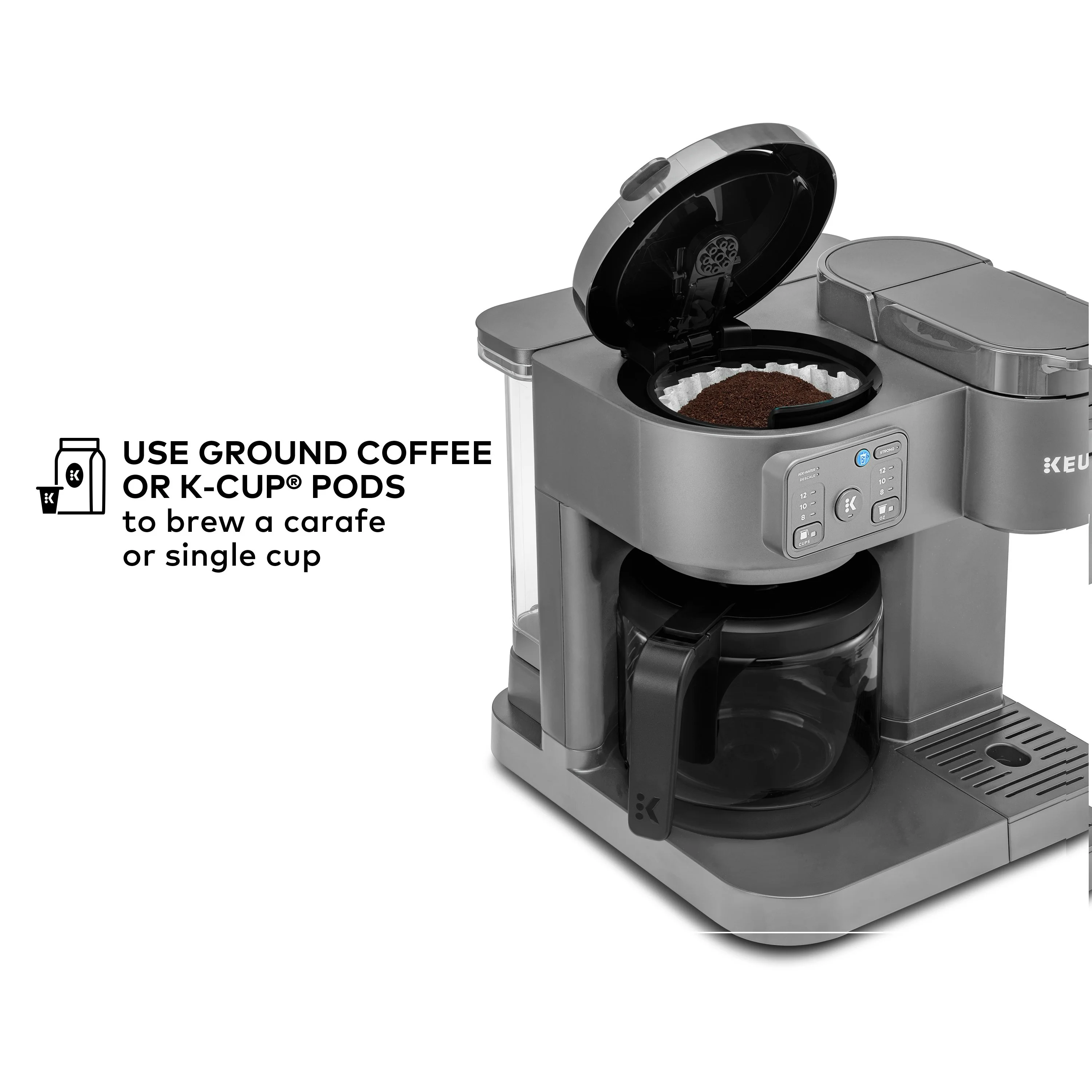 Keurig K-Duo Essentials, Hot & Iced Single-Serve K-Cup Pod Coffee Maker & Carafe, Moonlight Grey - Image 6