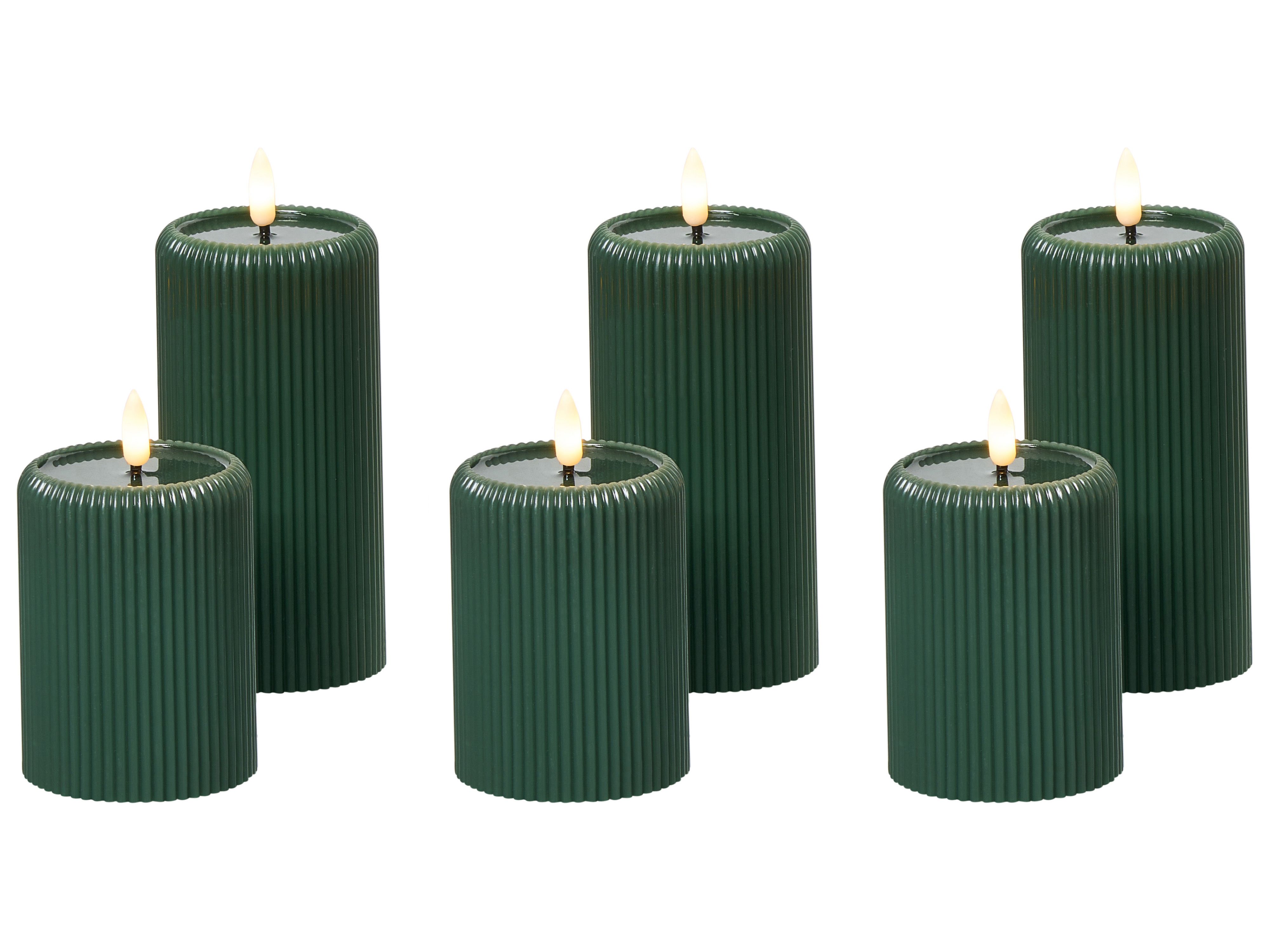 Set of 6 LED Candles NOISETTE 10/16 cm Green