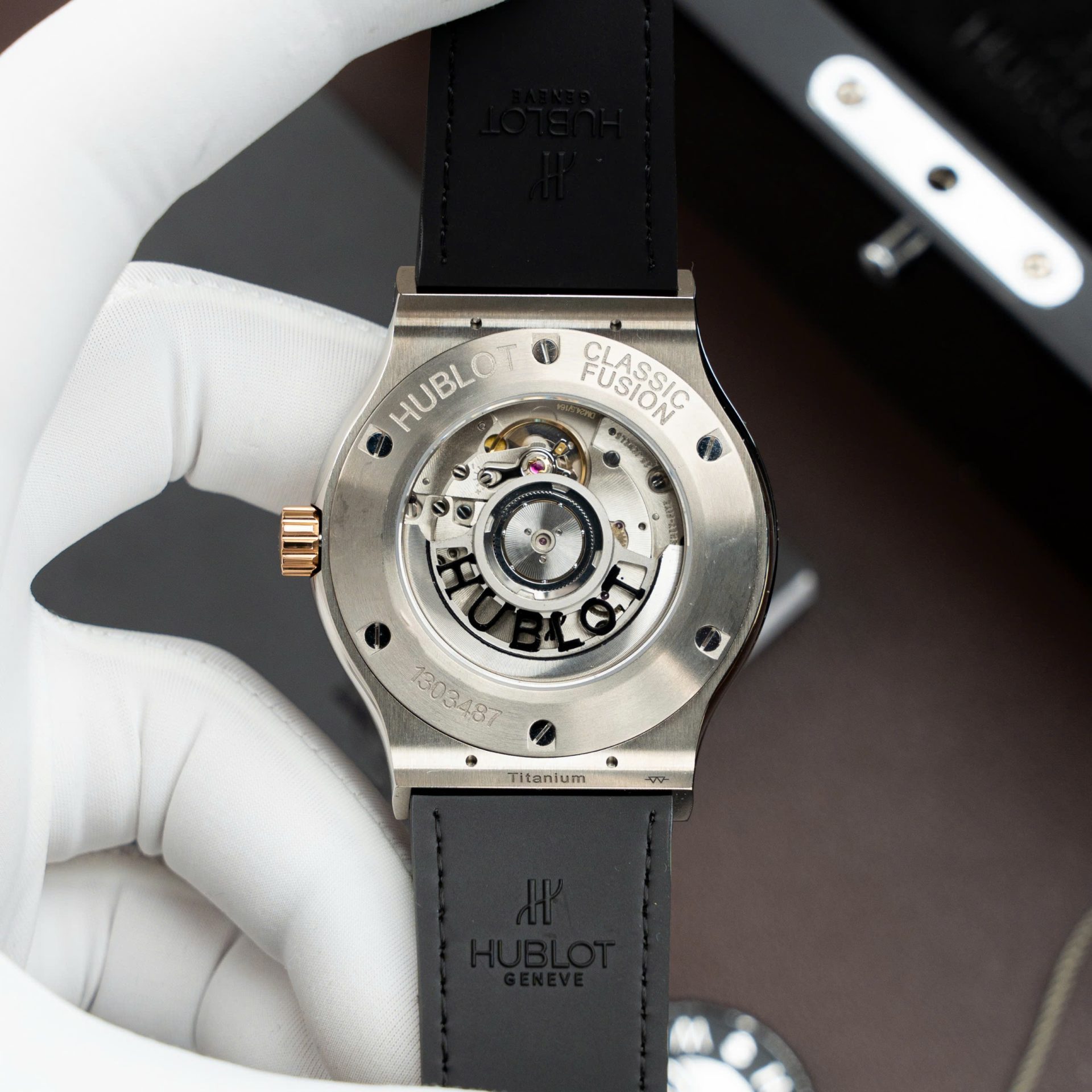 Hublot Classic Fusion Titanium King Gold Copies Watches Movement SW300 Crocodile Leather Strap 42mm - Top club