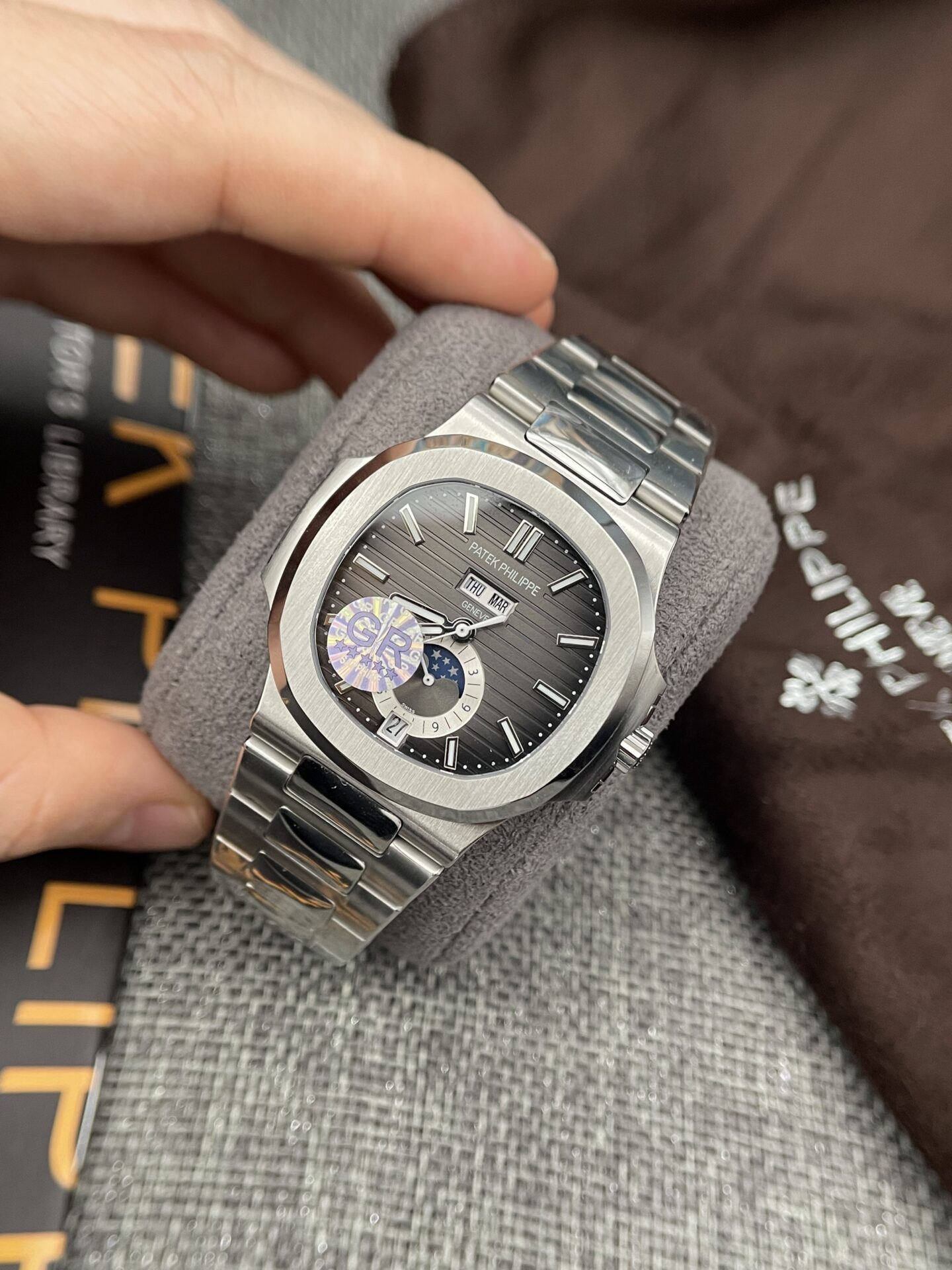 Patek Philippe Nautilus 5726 Best Replica Watch Gray Dial GRF 40.5mm - Elite Watch Atelier