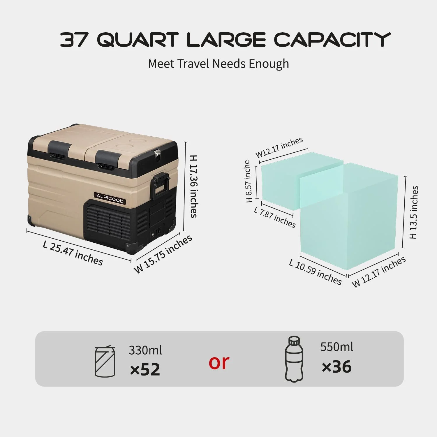 Alpicool TA35 Portable Refrigerator 37 Quart(35 Liter) Dual Temperature Control Fridge Mini Freezer for Travel,Camping,Fishing, Outdoor -12/24V DC - Image 12