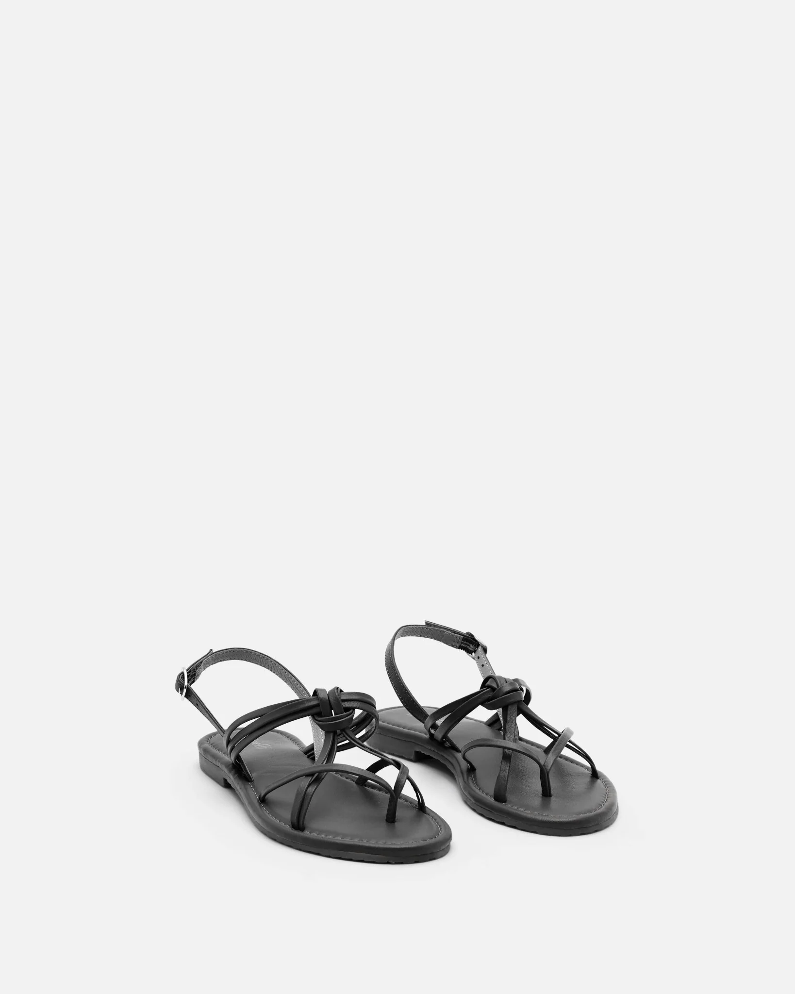 SANDALES DAXOU NOIR - Sandales en cuir à brides nouées