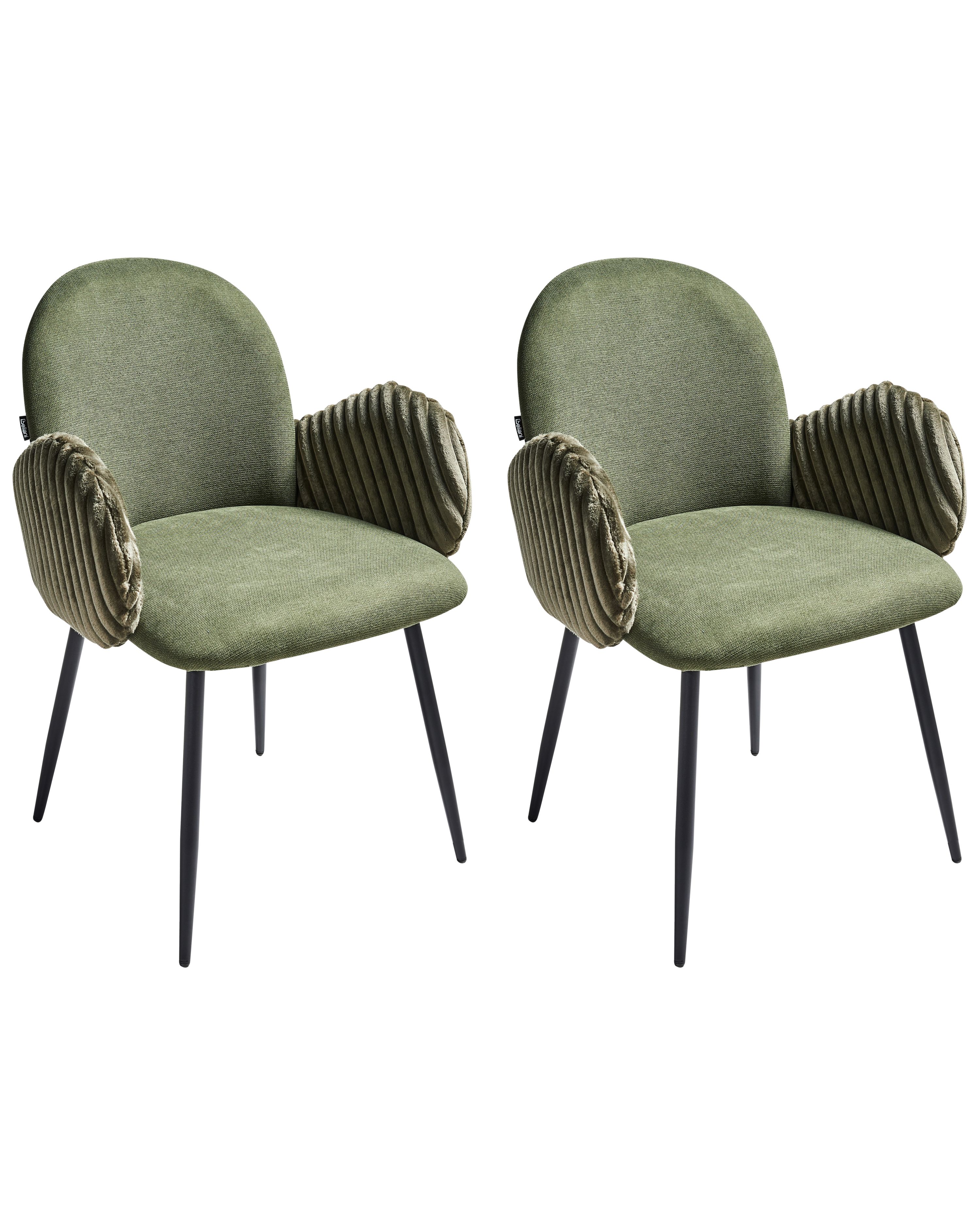 Set of 2 Dining Chairs AMITY Fabric Green