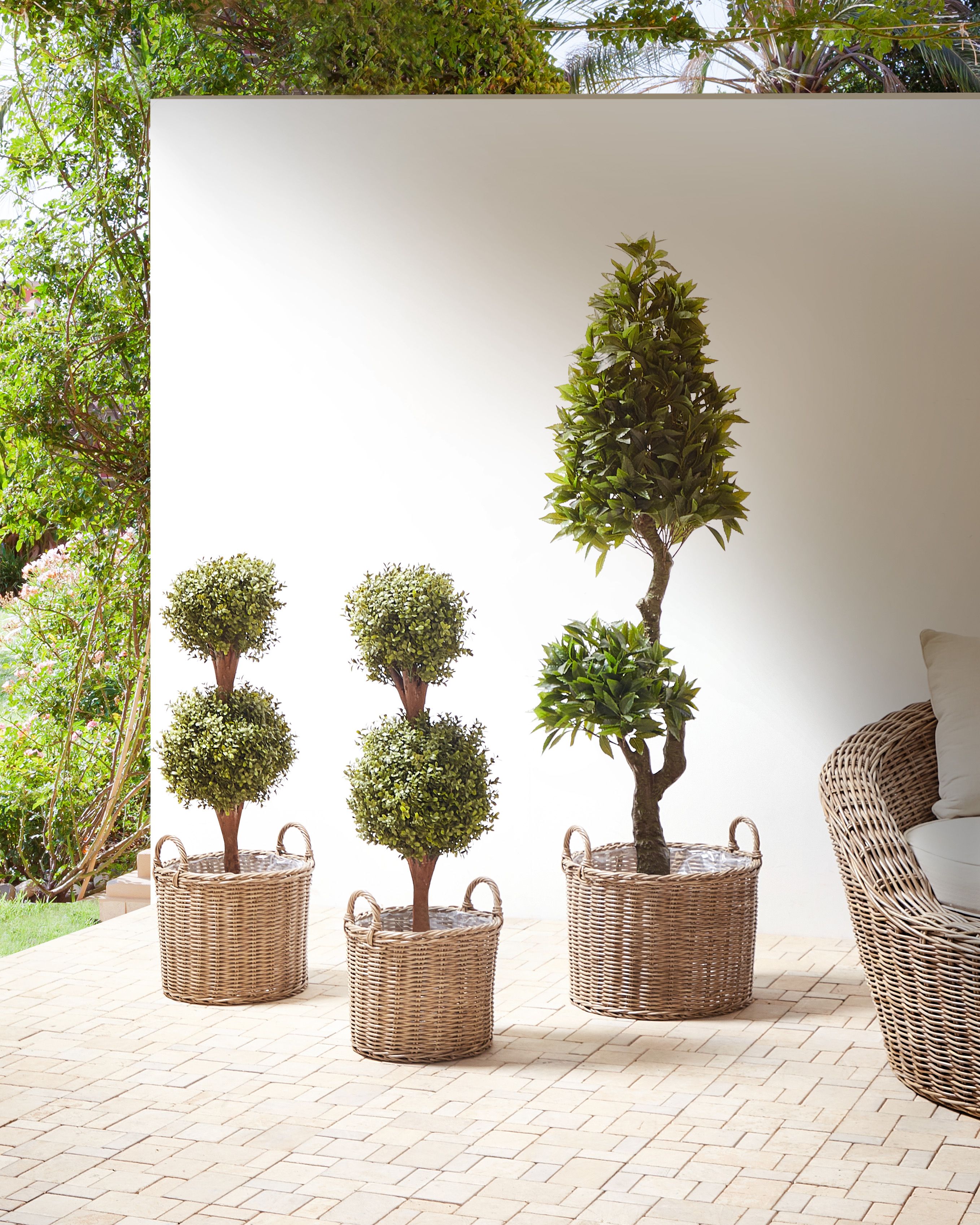 Set of 3 Wicker Planters PENDULA PE Rattan 33/37/45 cm Natural